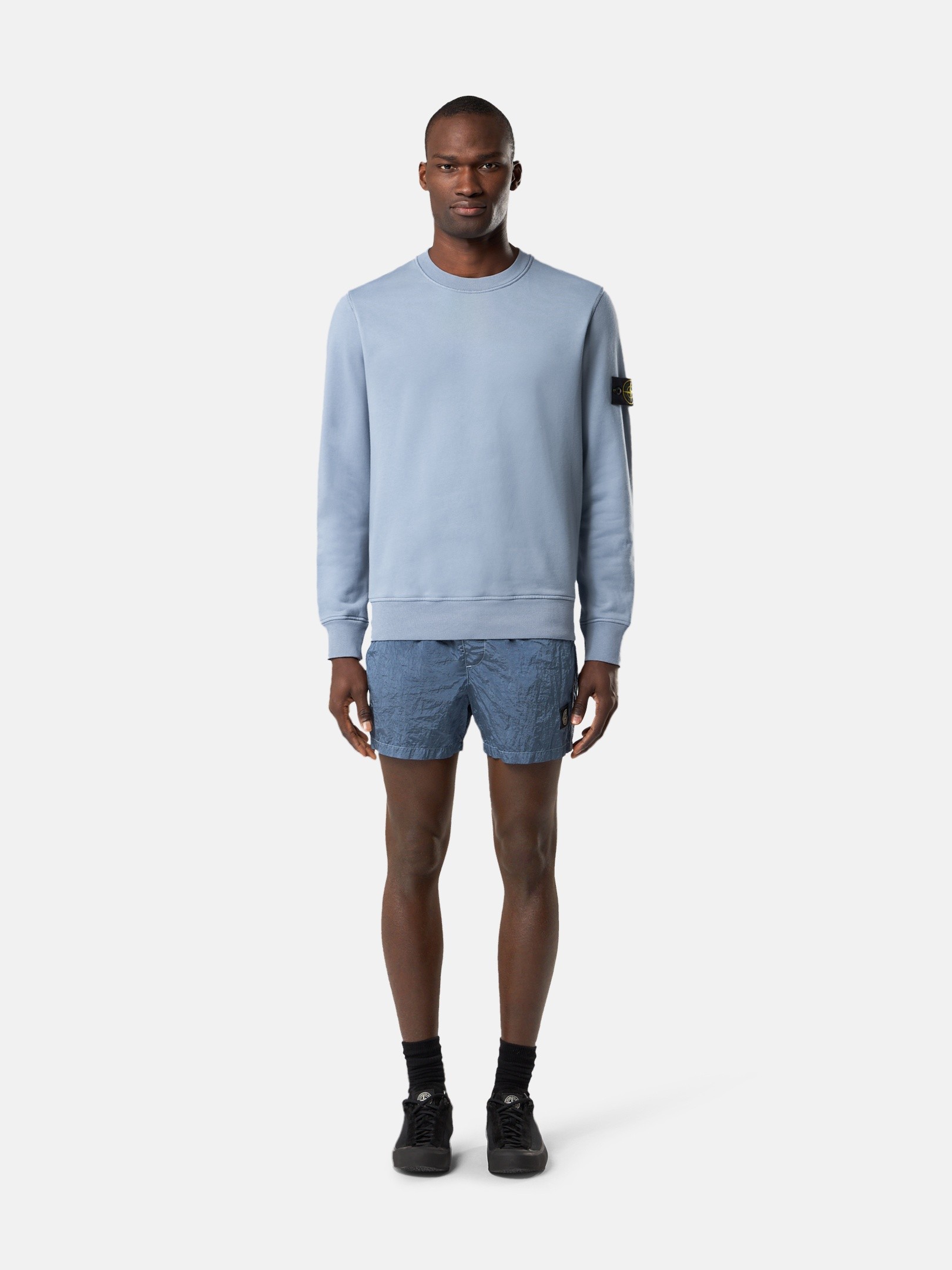 Avio Blue Regular-fit crewneck sweatshirt with raglan sleeves