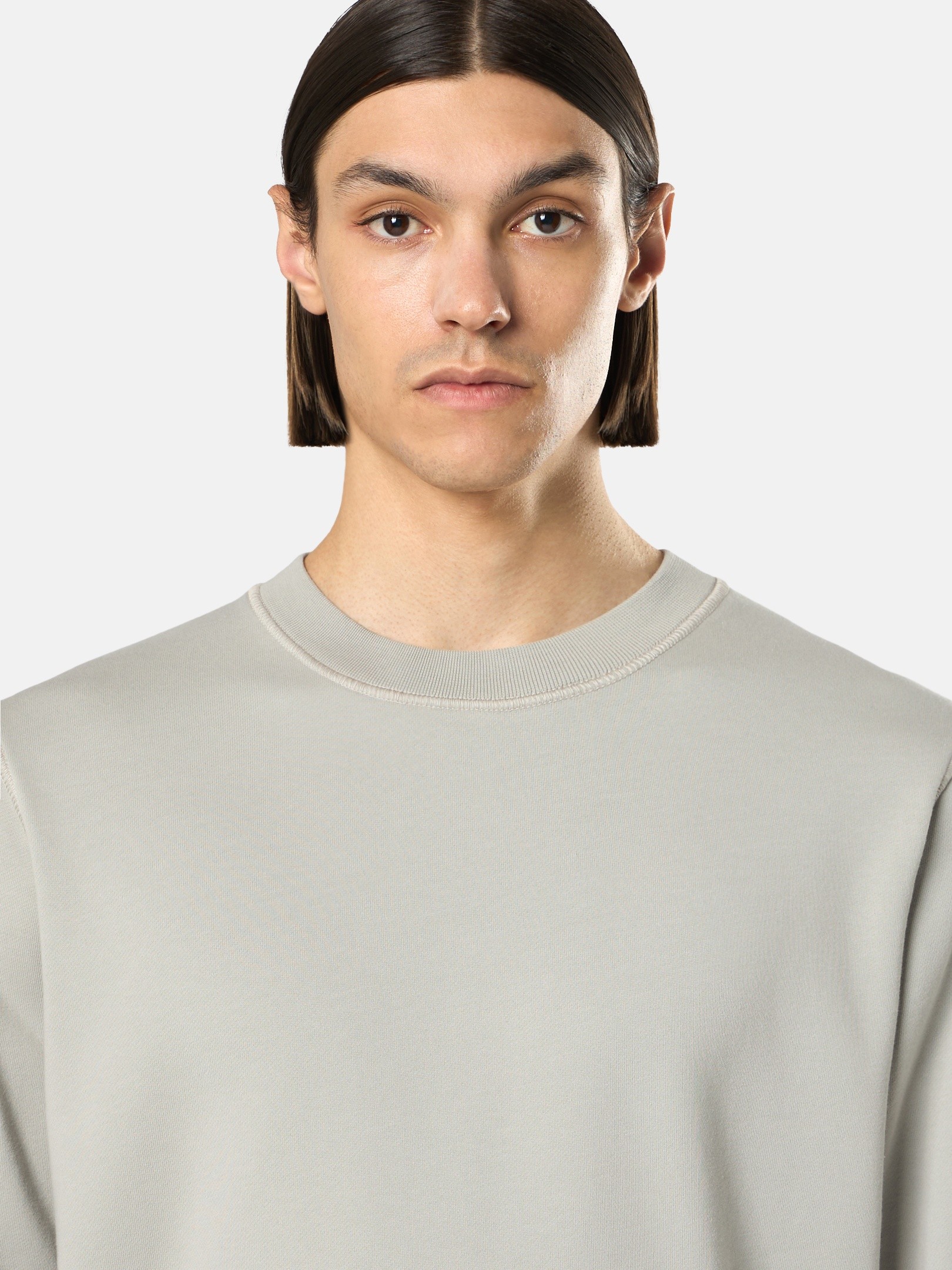 Pearl Grey Regular-fit crewneck sweatshirt with raglan sleeves