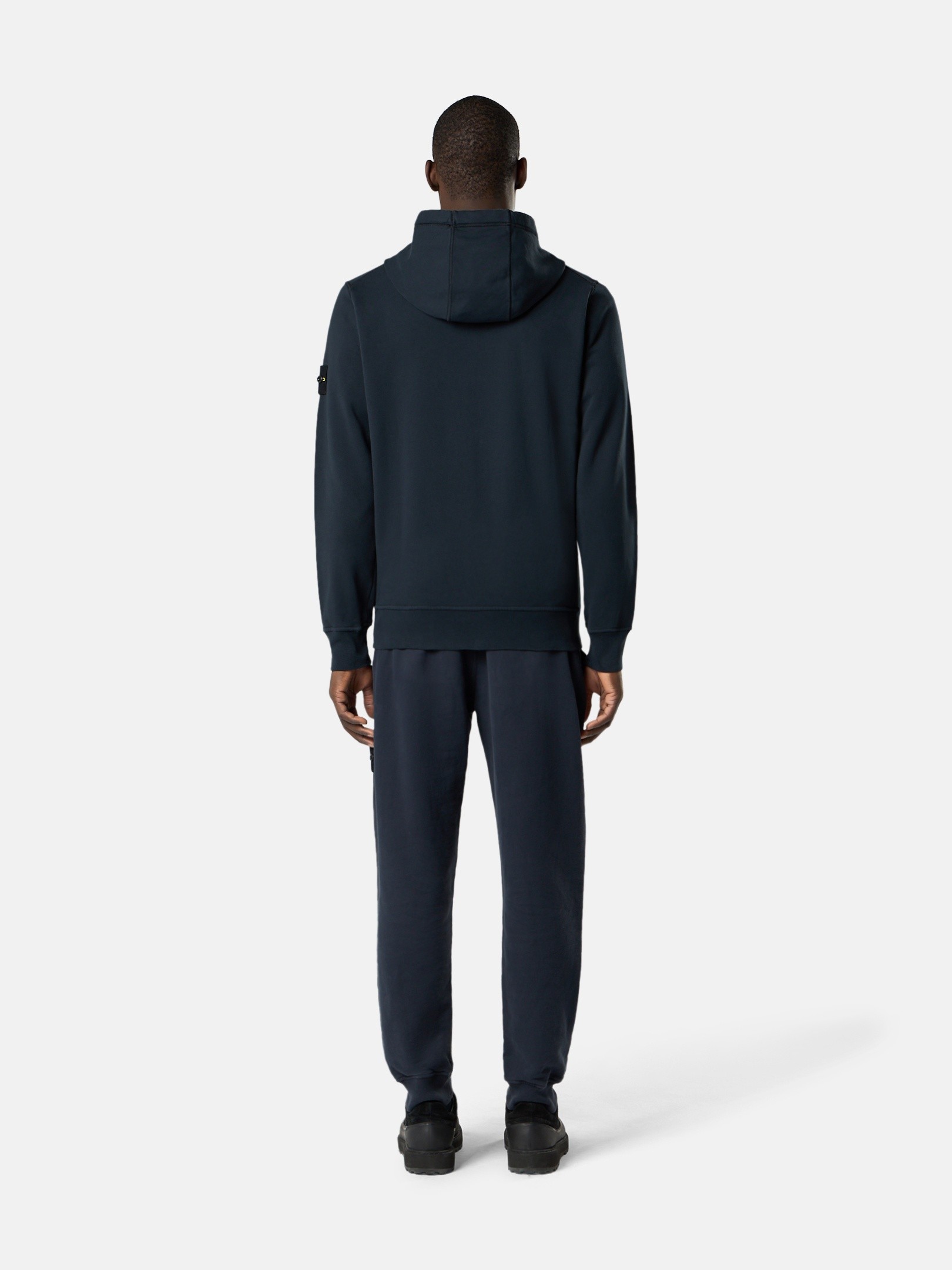 Navy Blue Regular-fit zipper-up hooded sweatshirt with pockets