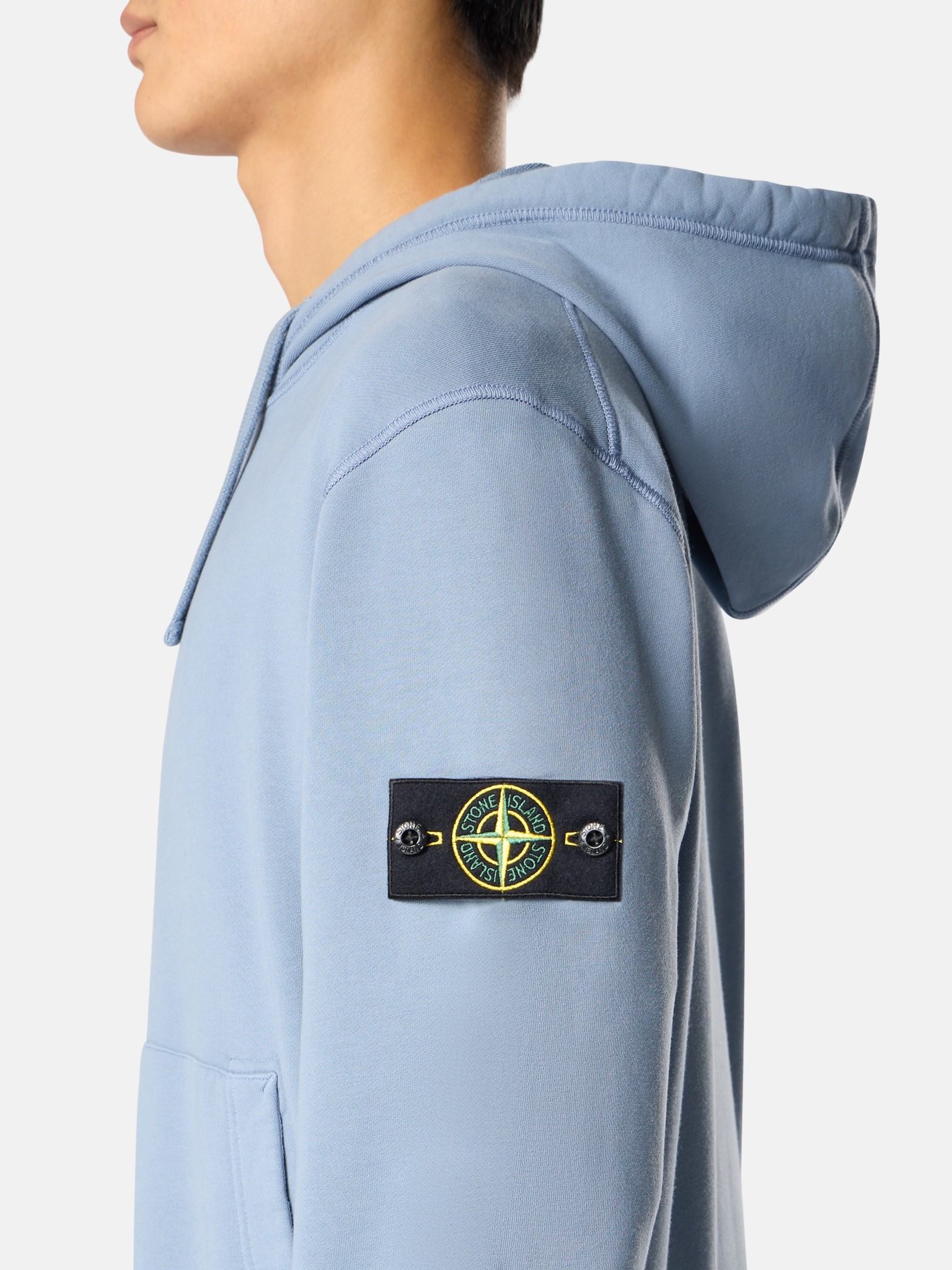 Avio Blue Regular-fit zipper-up hooded sweatshirt with pockets