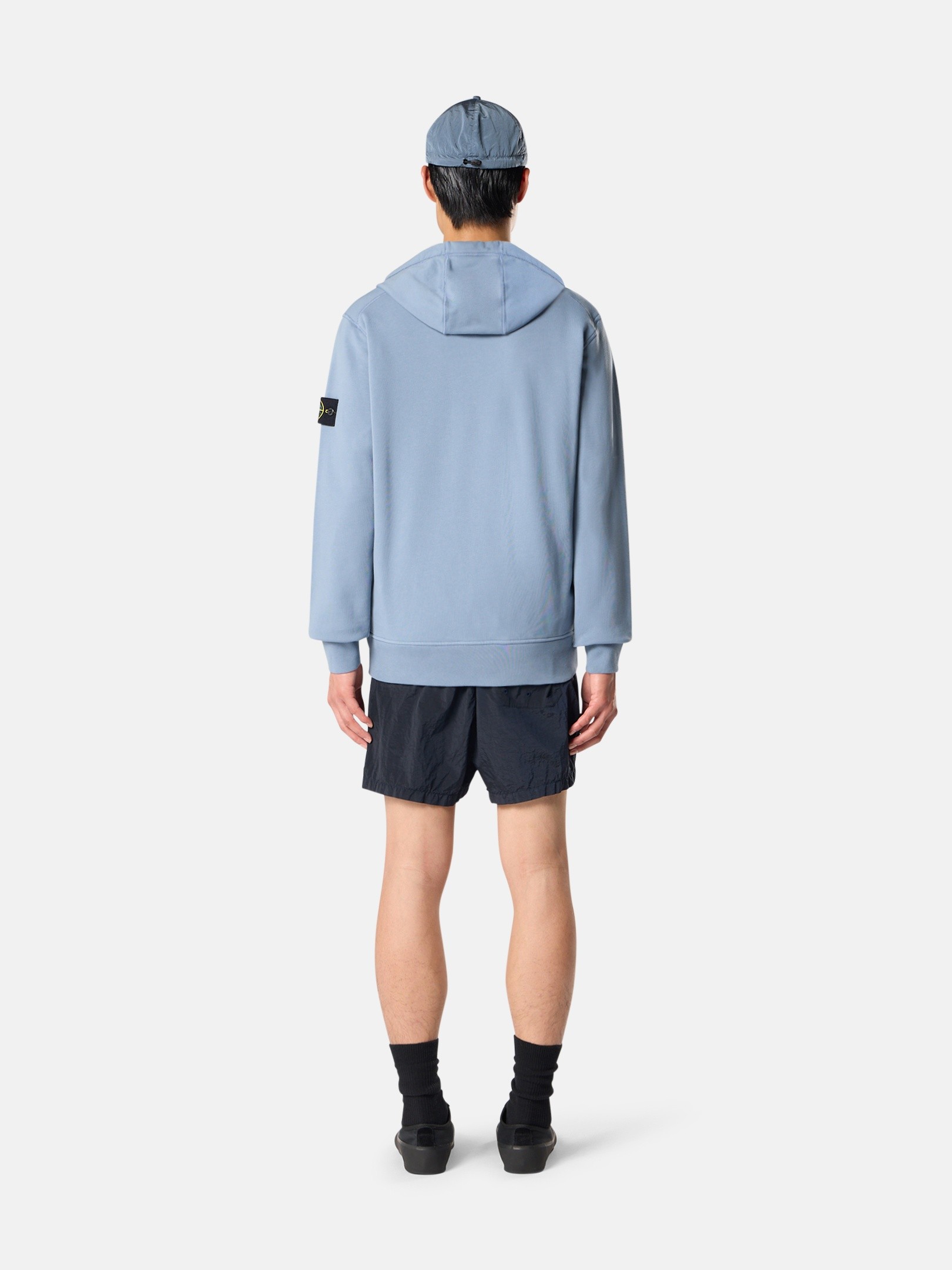 Avio Blue Regular-fit zipper-up hooded sweatshirt with pockets
