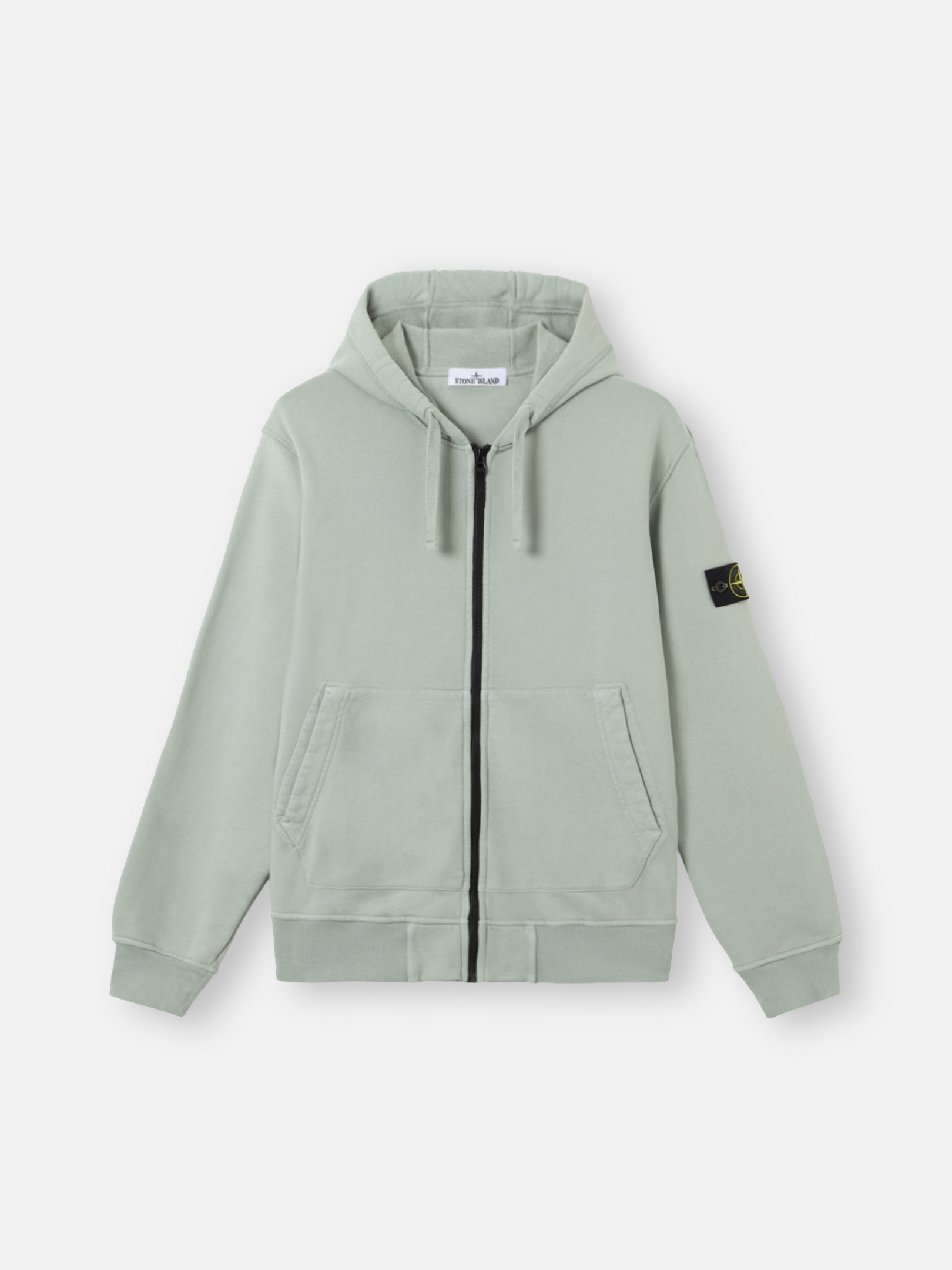 Sage Green Regular-fit zipper-up hooded sweatshirt with pockets Sage Green Regular-fit zipper-up hooded sweatshirt with pockets