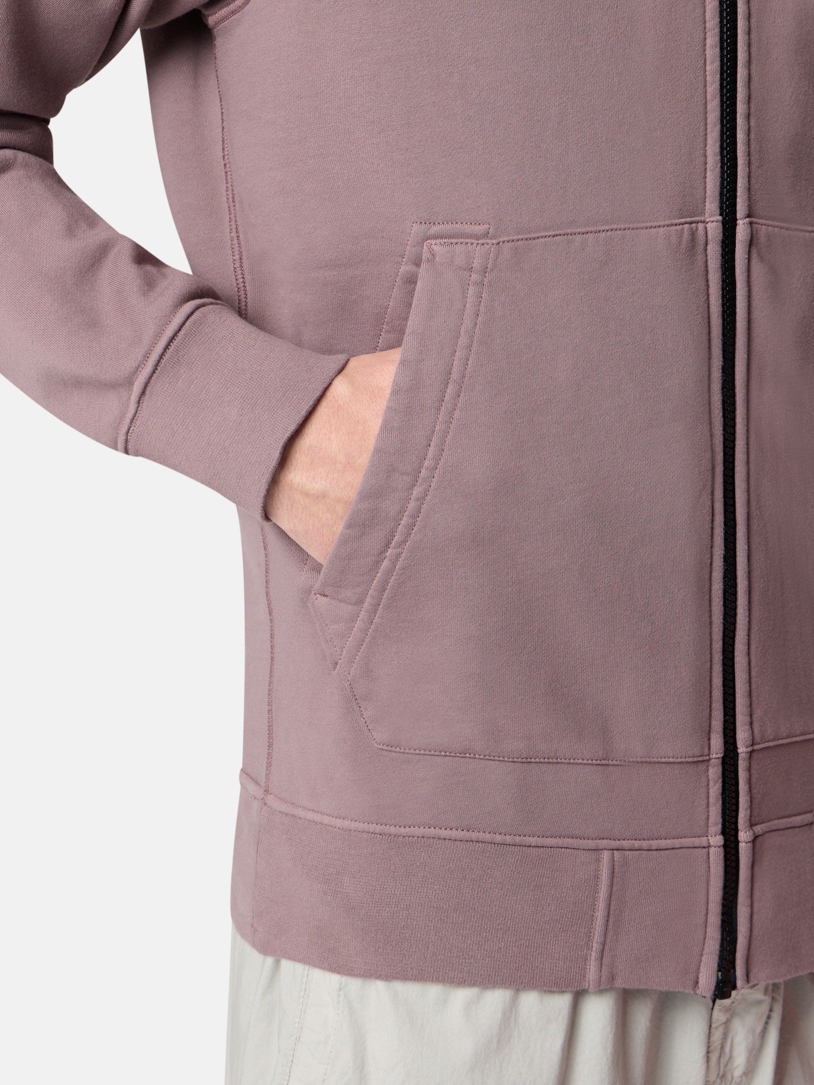 Purple Grey Regular-fit zip-up hooded sweatshirt with pockets