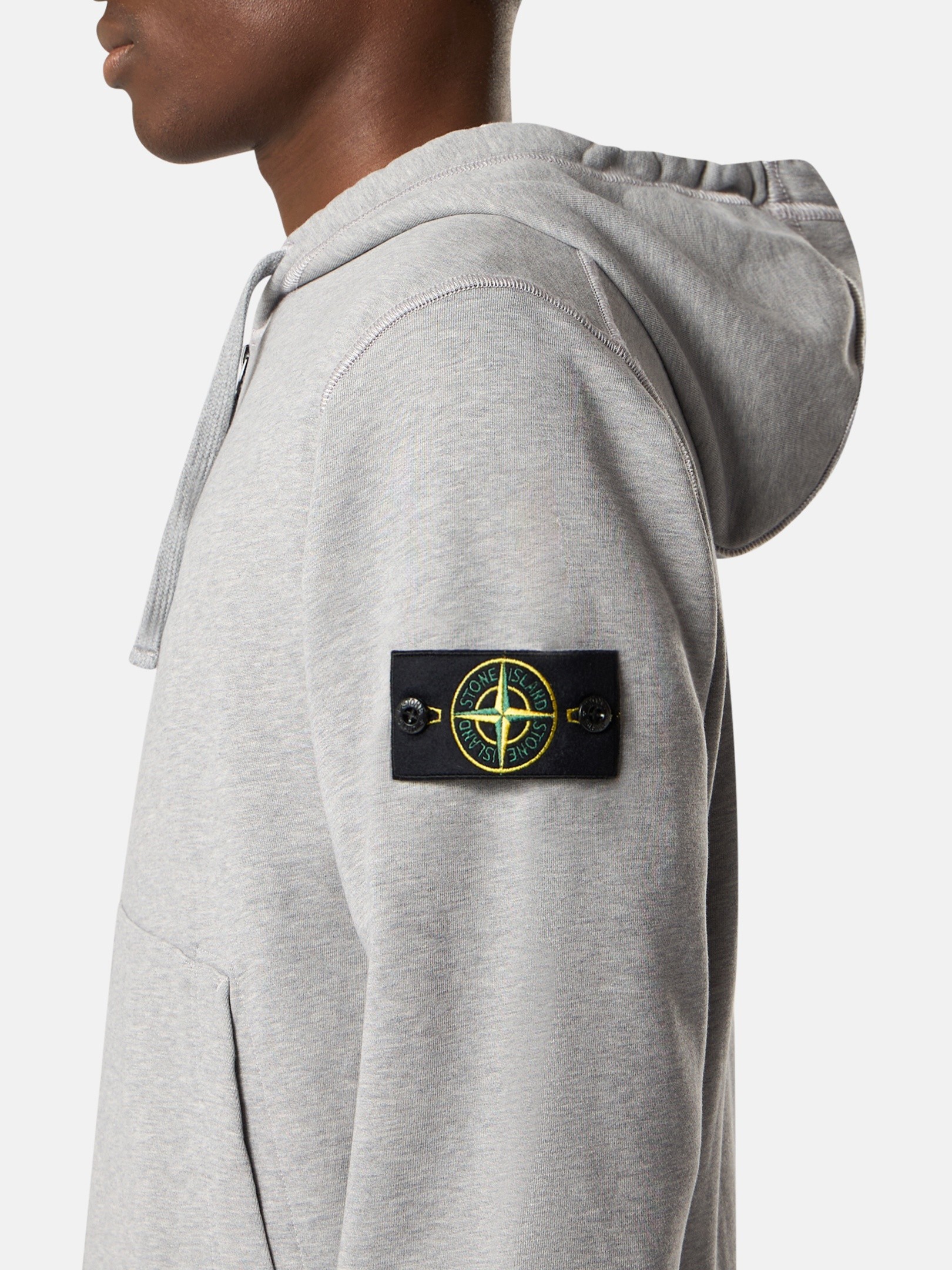 Dust Grey Melange Regular-fit zipper-up hooded sweatshirt with