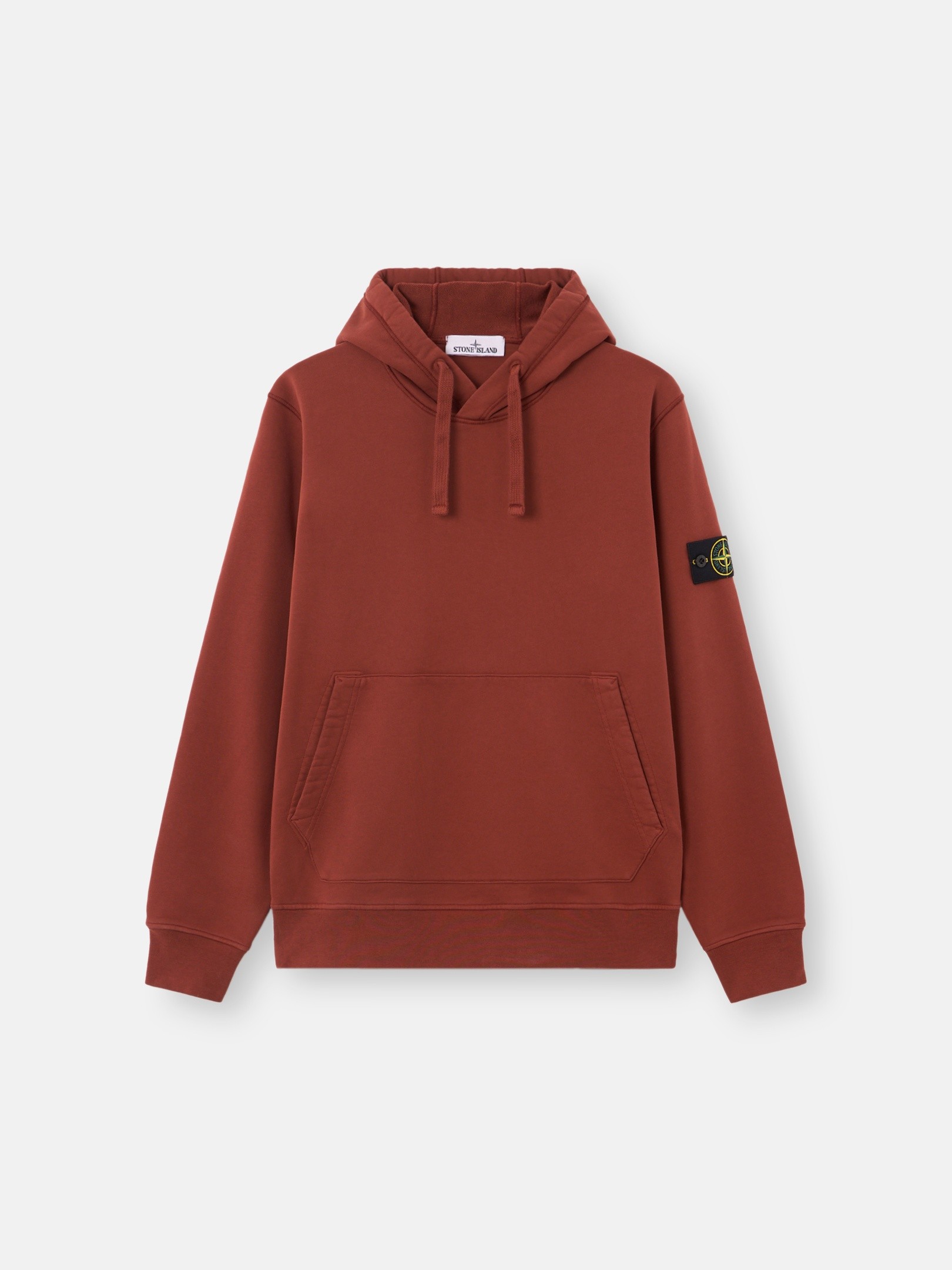 トップス Stone  Organi CottonFleece Hoodie Brick Red Regular-fit hooded sweatshirt with pouch pocket 6100062