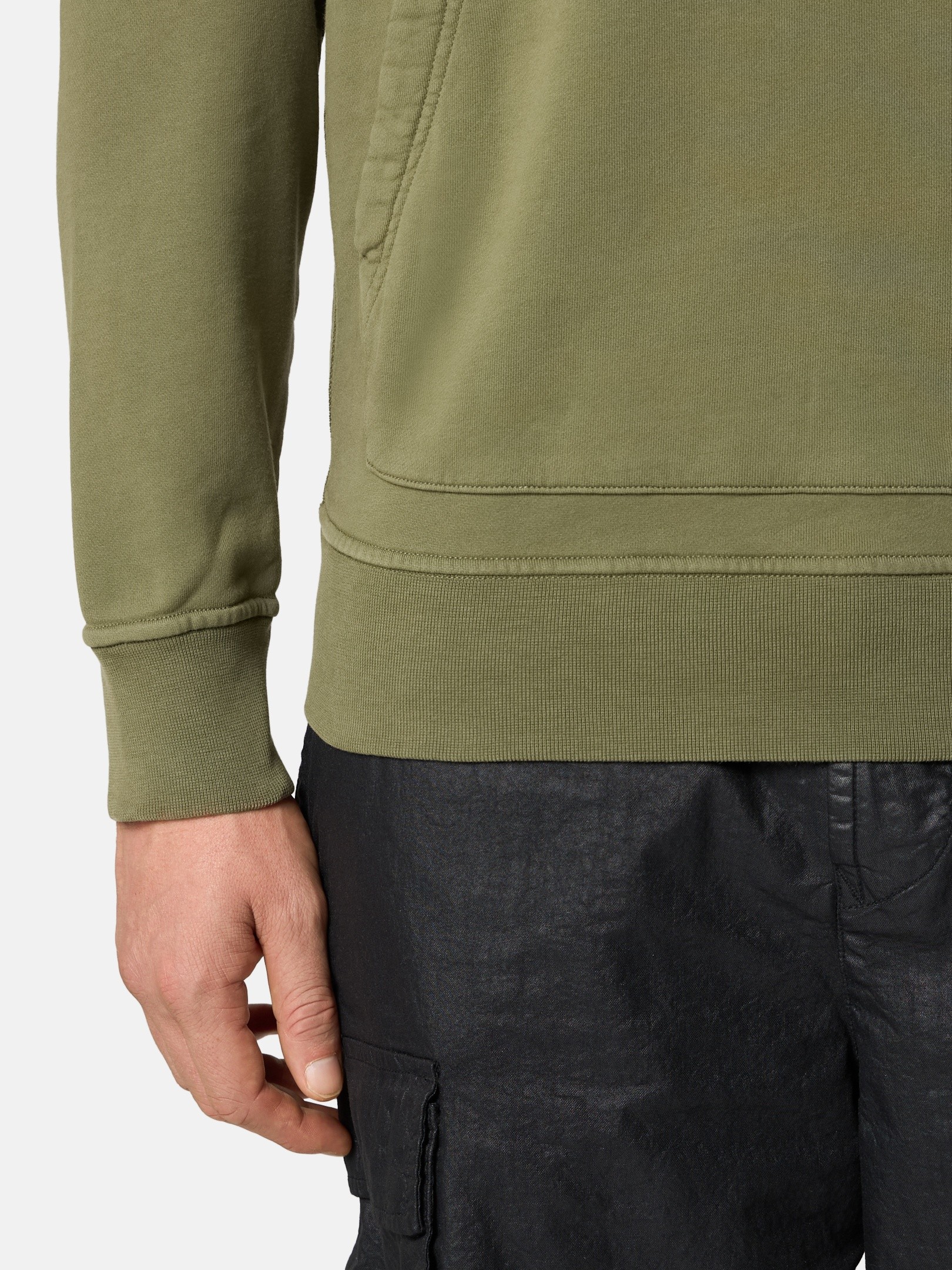 Military Green Regular-fit hooded sweatshirt with pouch pocket