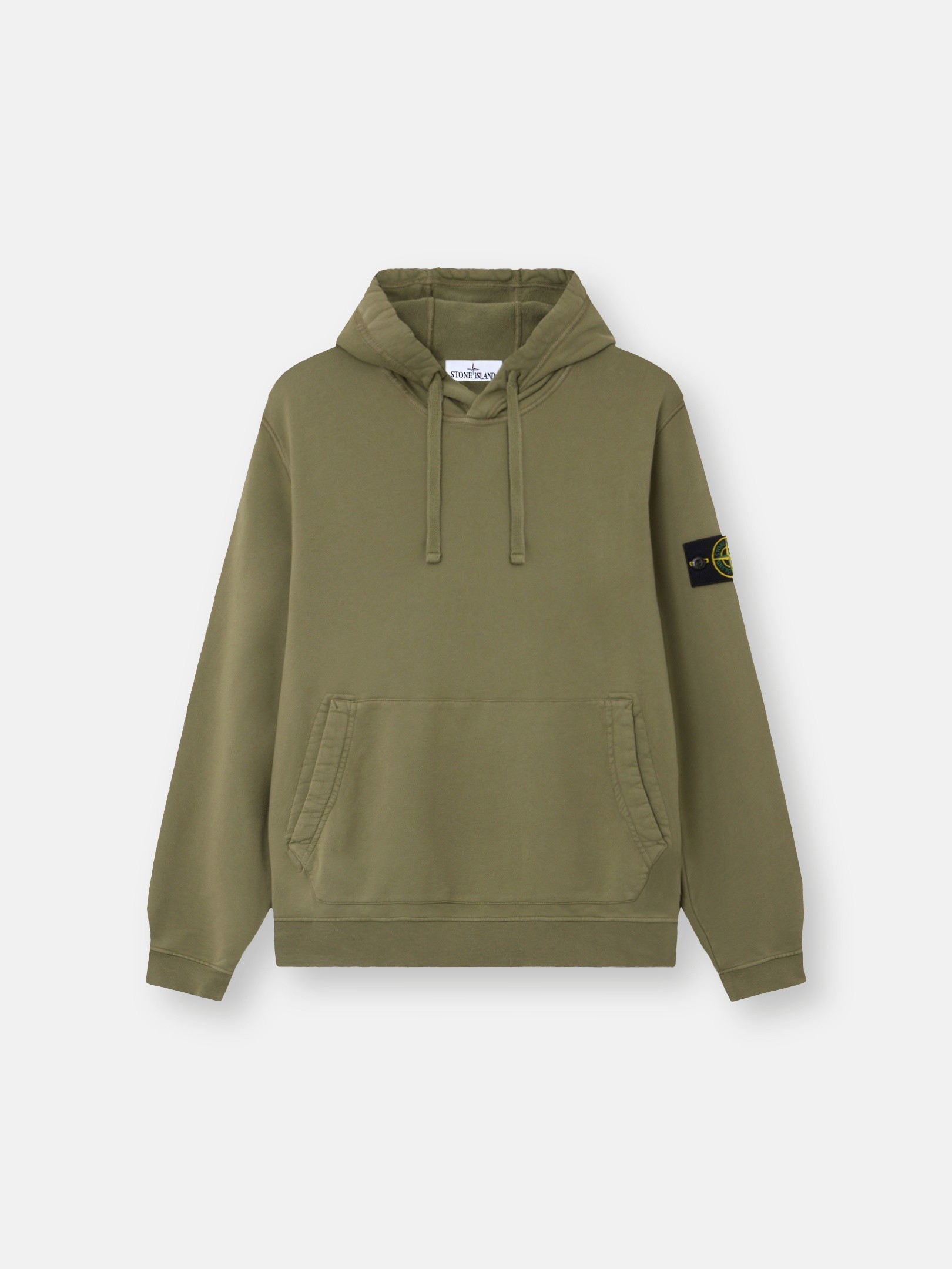 トップス Stone  Organi CottonFleece Hoodie Military Green Regular-fit hooded sweatshirt with pouch pocket