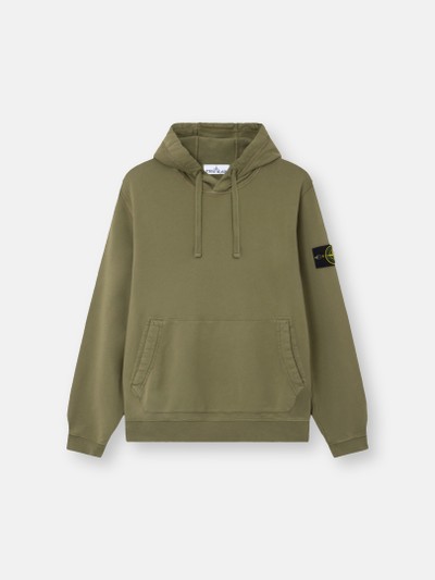Sweat-shirt à capuche coupe regular avec poche kangourou Vert militaire 6100062 ORGANIC COTTON FLEECE | Stone Island FR