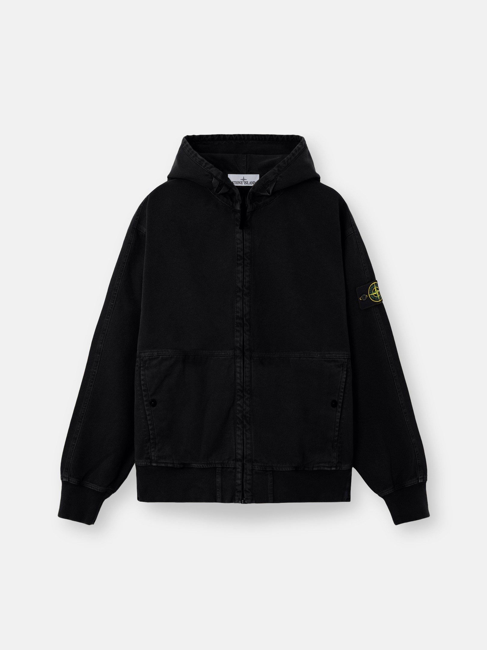 Black Oversized-fit zip-up hooded jacket with pockets 6100068