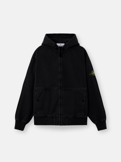 Black Oversized-fit zip-up hooded jacket with pockets 6100068