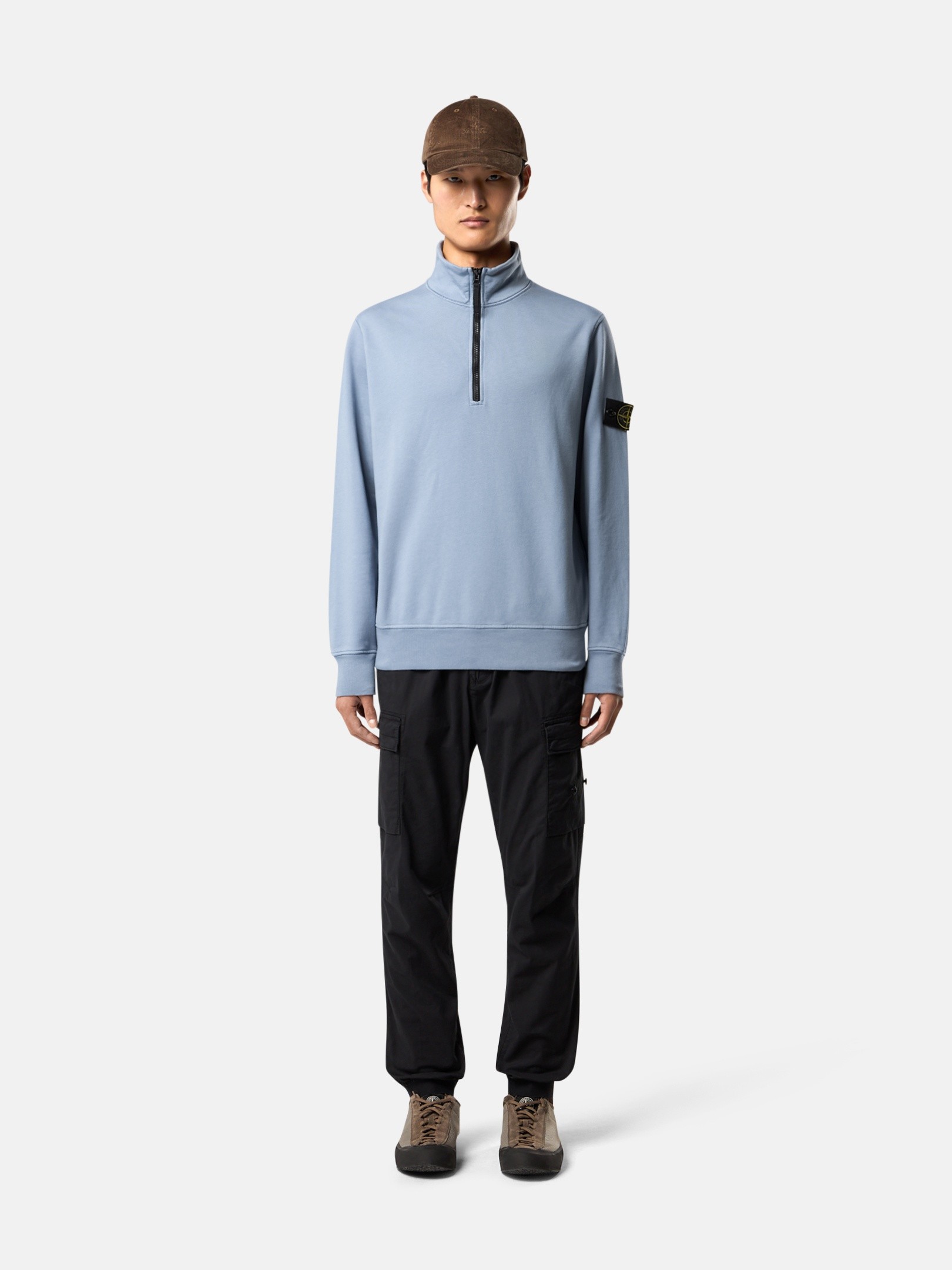 Avio Blue Regular-fit half-zipper sweatshirt 6100070 ORGANIC
