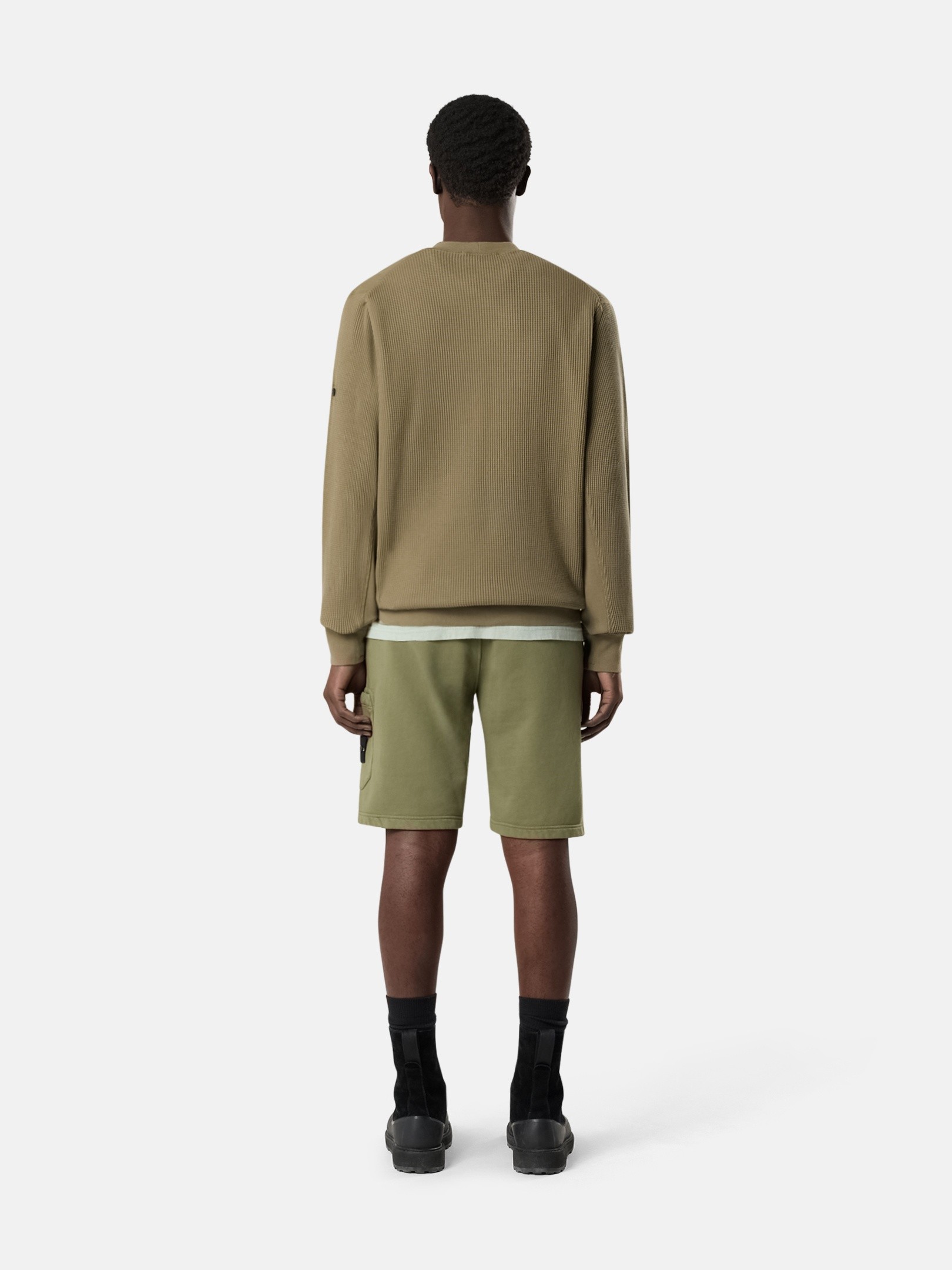 Military Green Regular-fit sweatshorts with cargo pocket 6200011 