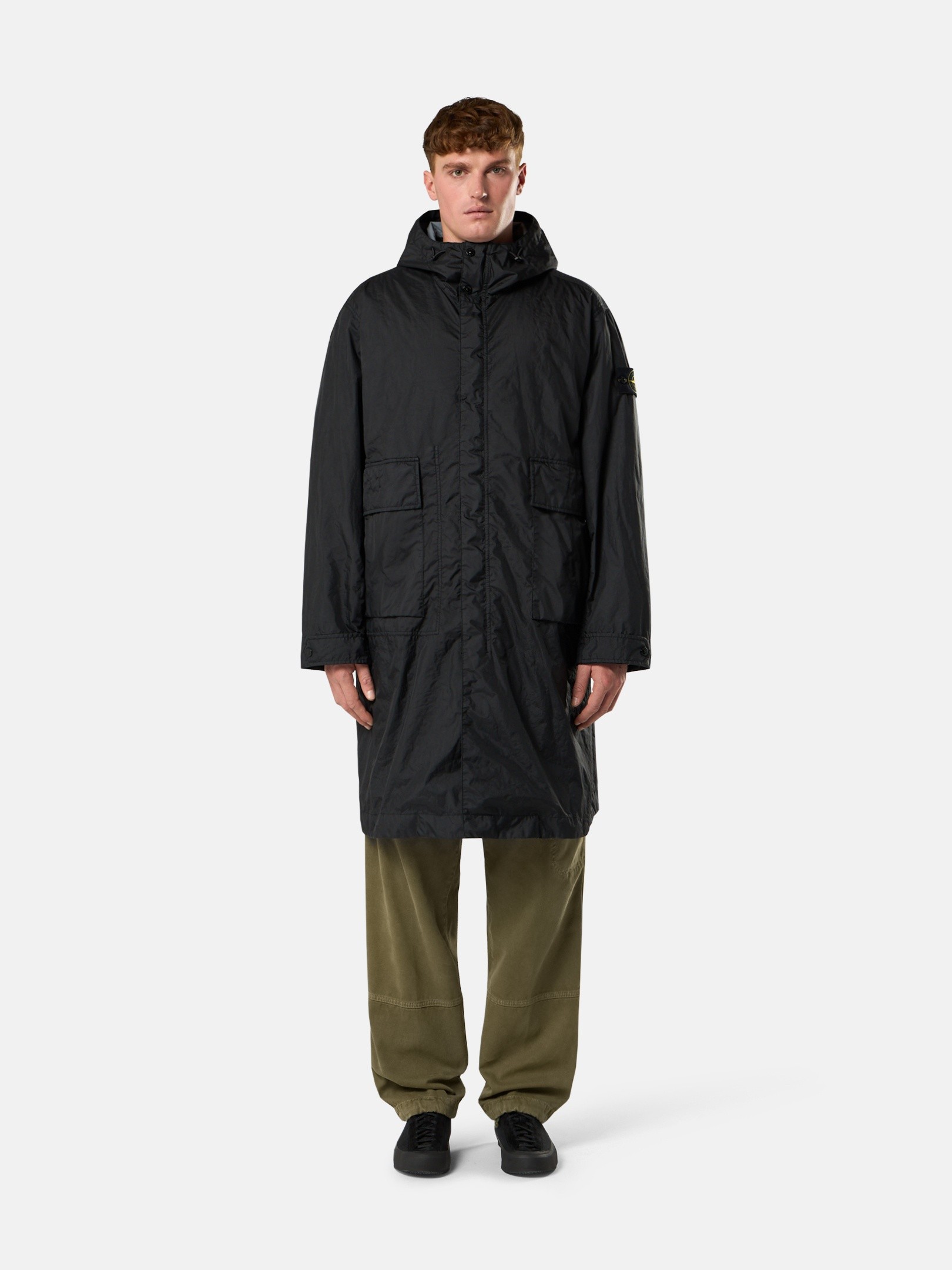 Black Long hooded parka with water-resistant membrane 7100001