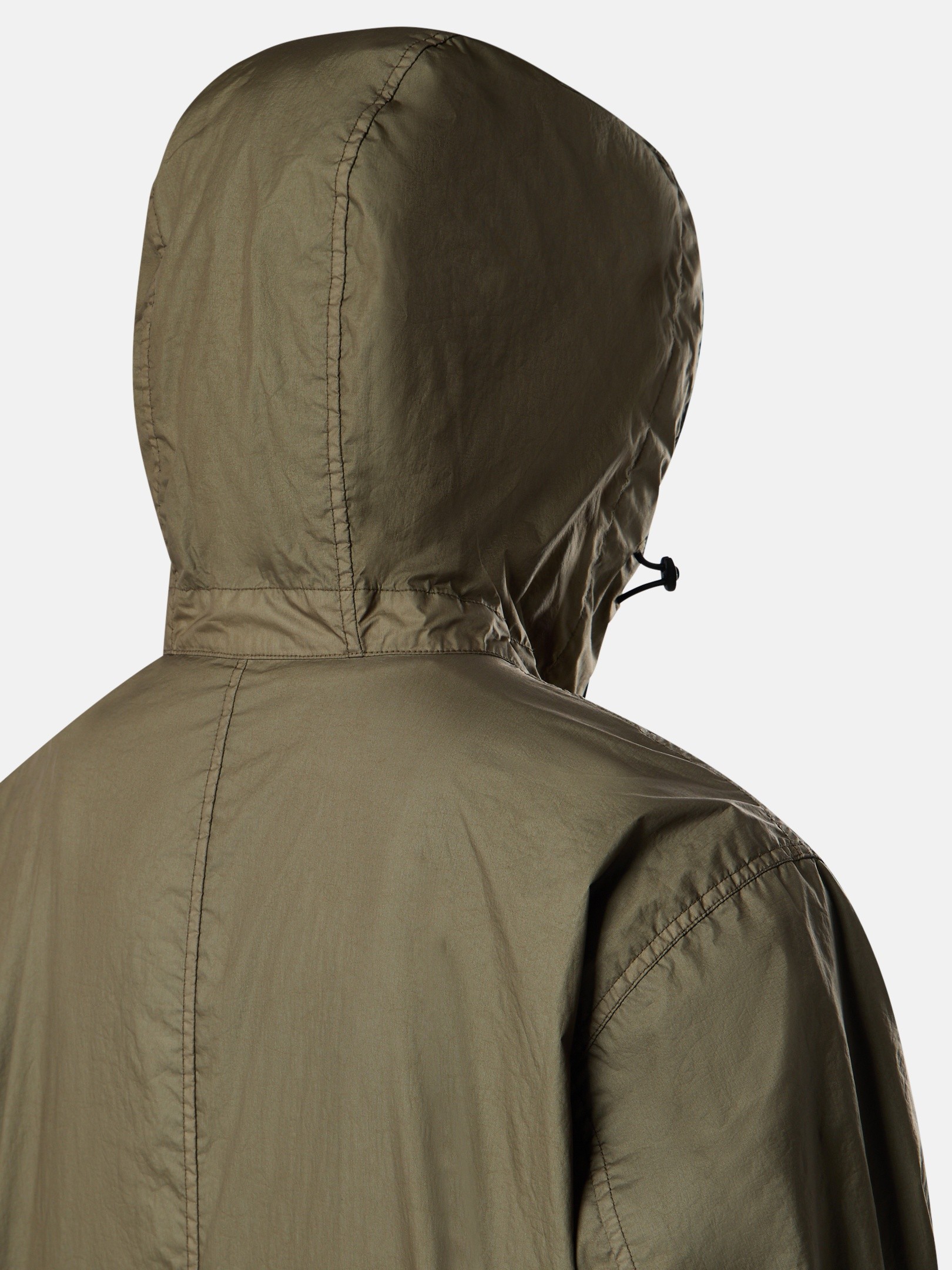 Military Green Long hooded parka with water-resistant membrane 