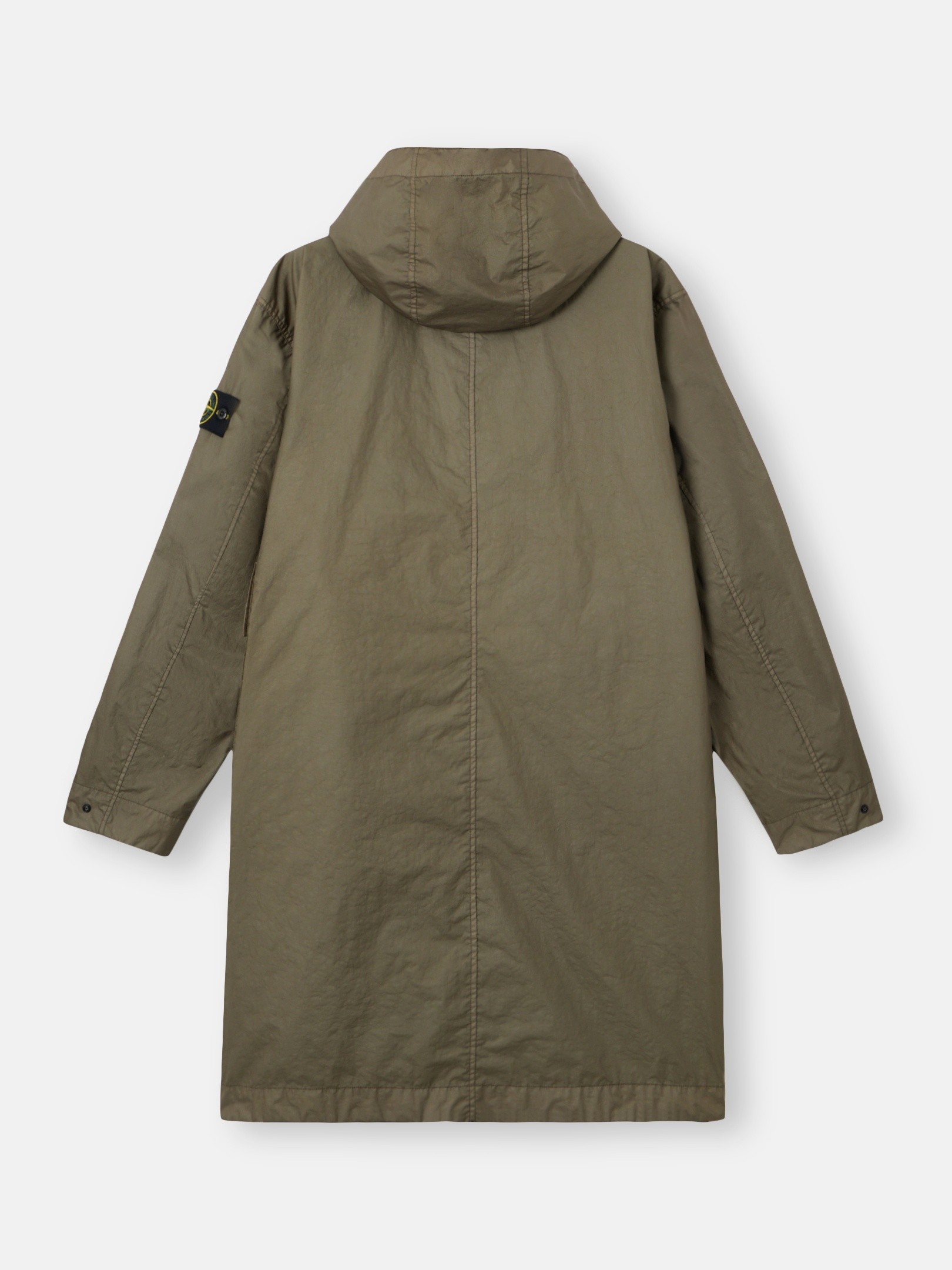 Military Green Long hooded parka with water-resistant membrane