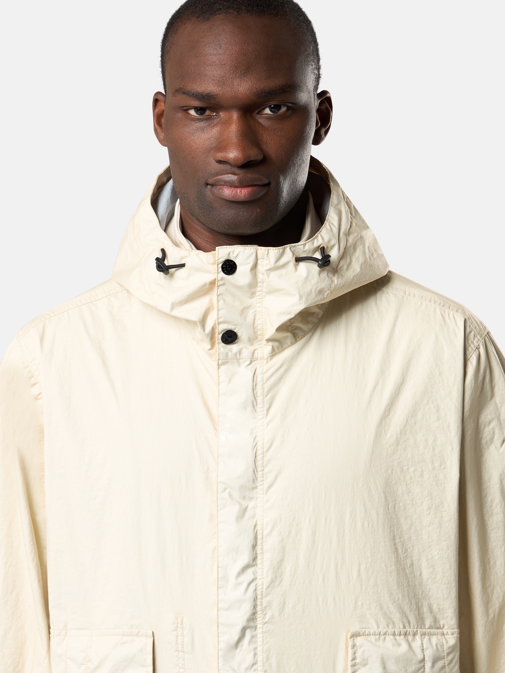 Ivory Long hooded parka with water-resistant membrane 7100001