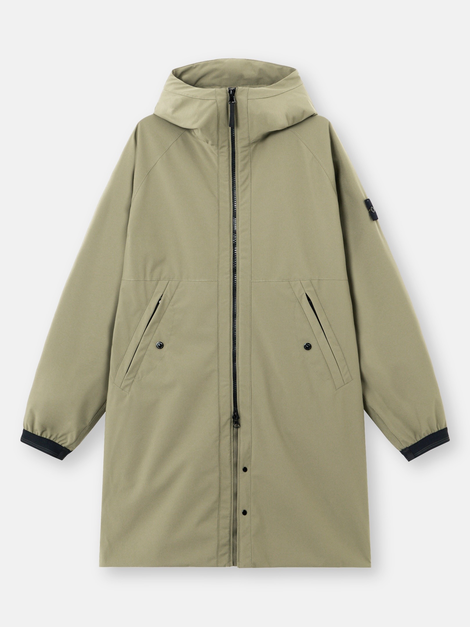 Military Green Long parka with wind- and water-resistant membrane