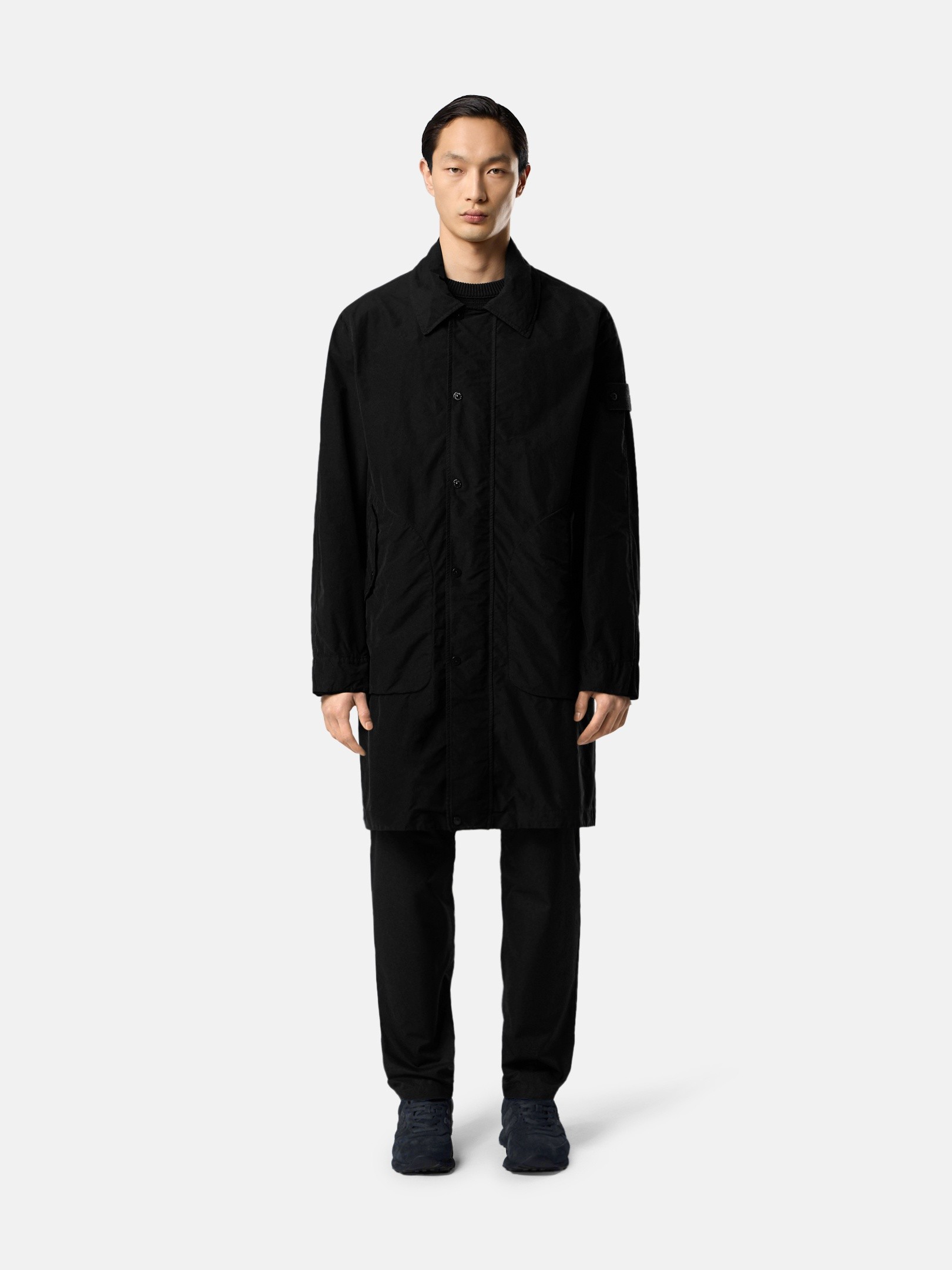 Black Long car coat with anti-drop 7100005 DAVID LIGHT-TC_S.I