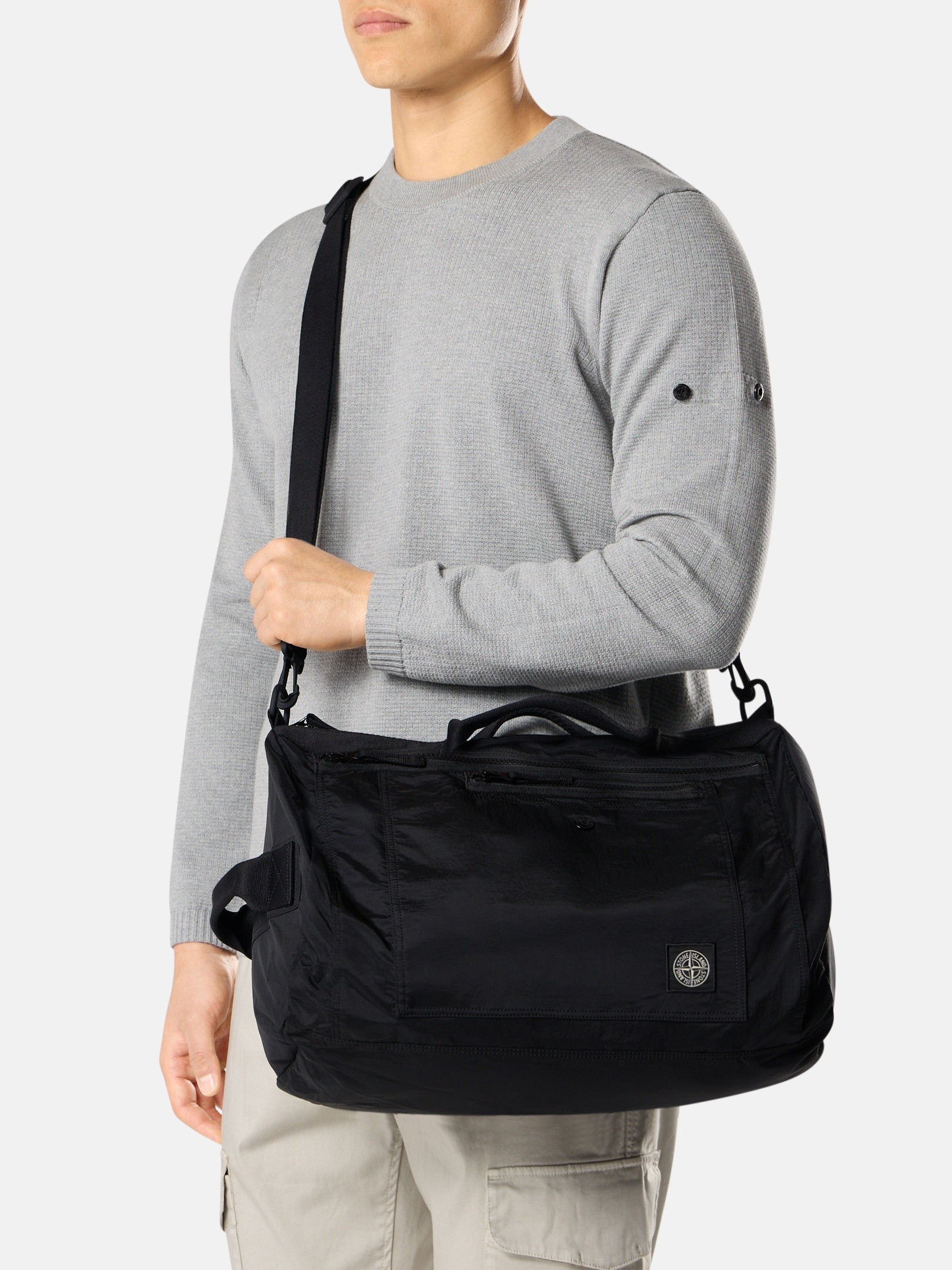 Black Duffle bag with removable strap 9200011 COATED NYLON METAL