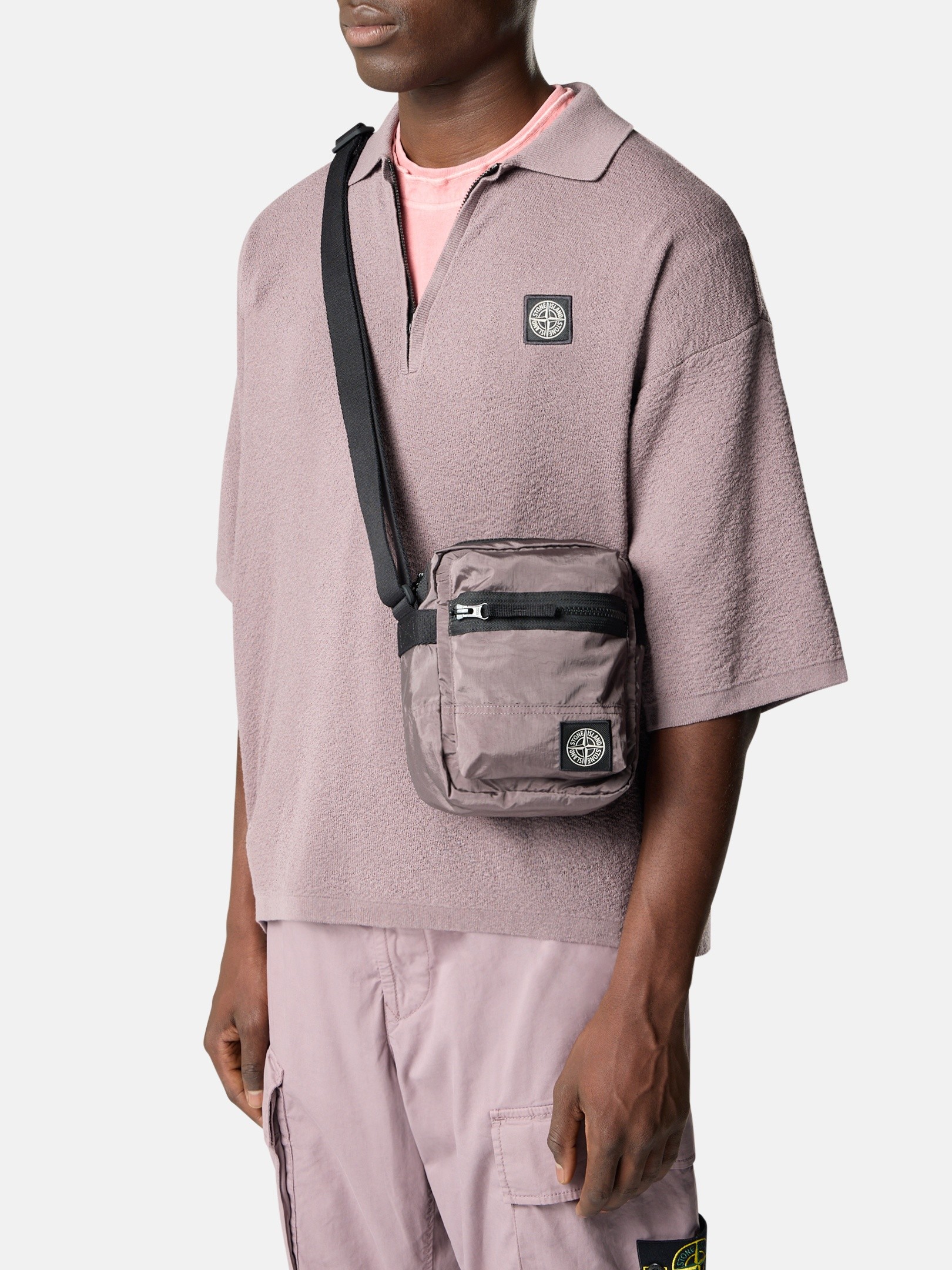 Purple Grey Pouch bag with adjustable strap 9200015 COATED NYLON