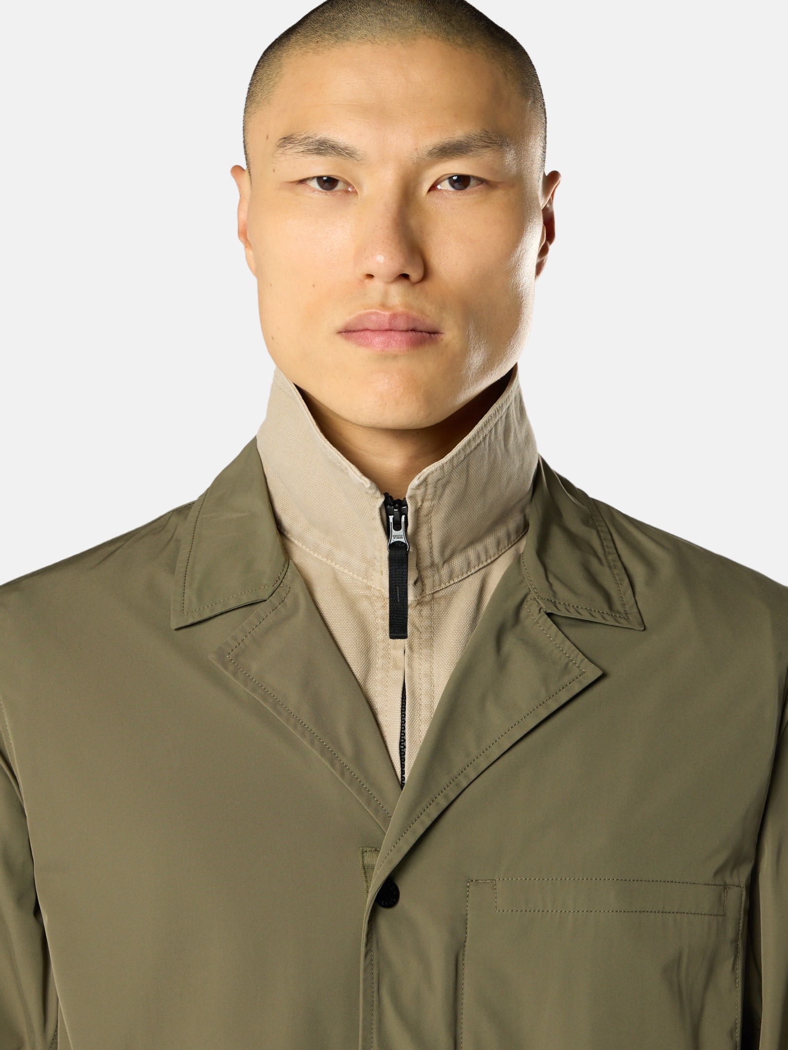 Military Green Utility blazer with zipper and anti-drop A100001