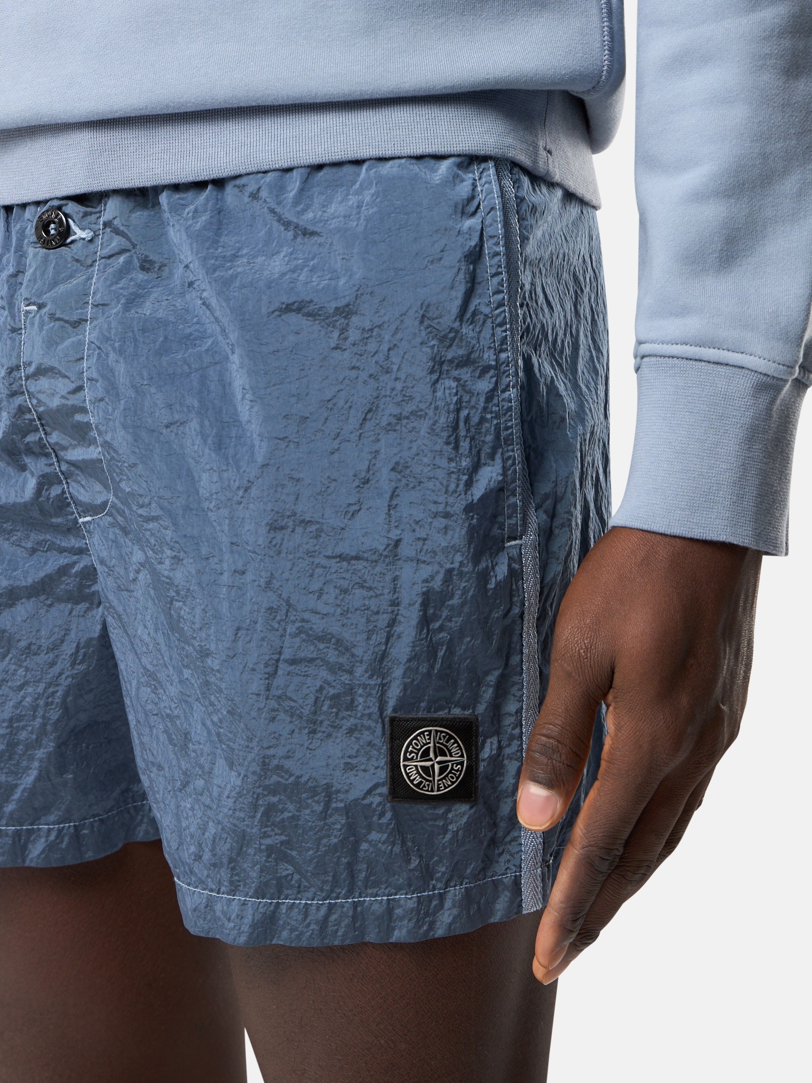Avio Blue Slim-fit swim shorts with pockets B100003 NYLON METAL IN