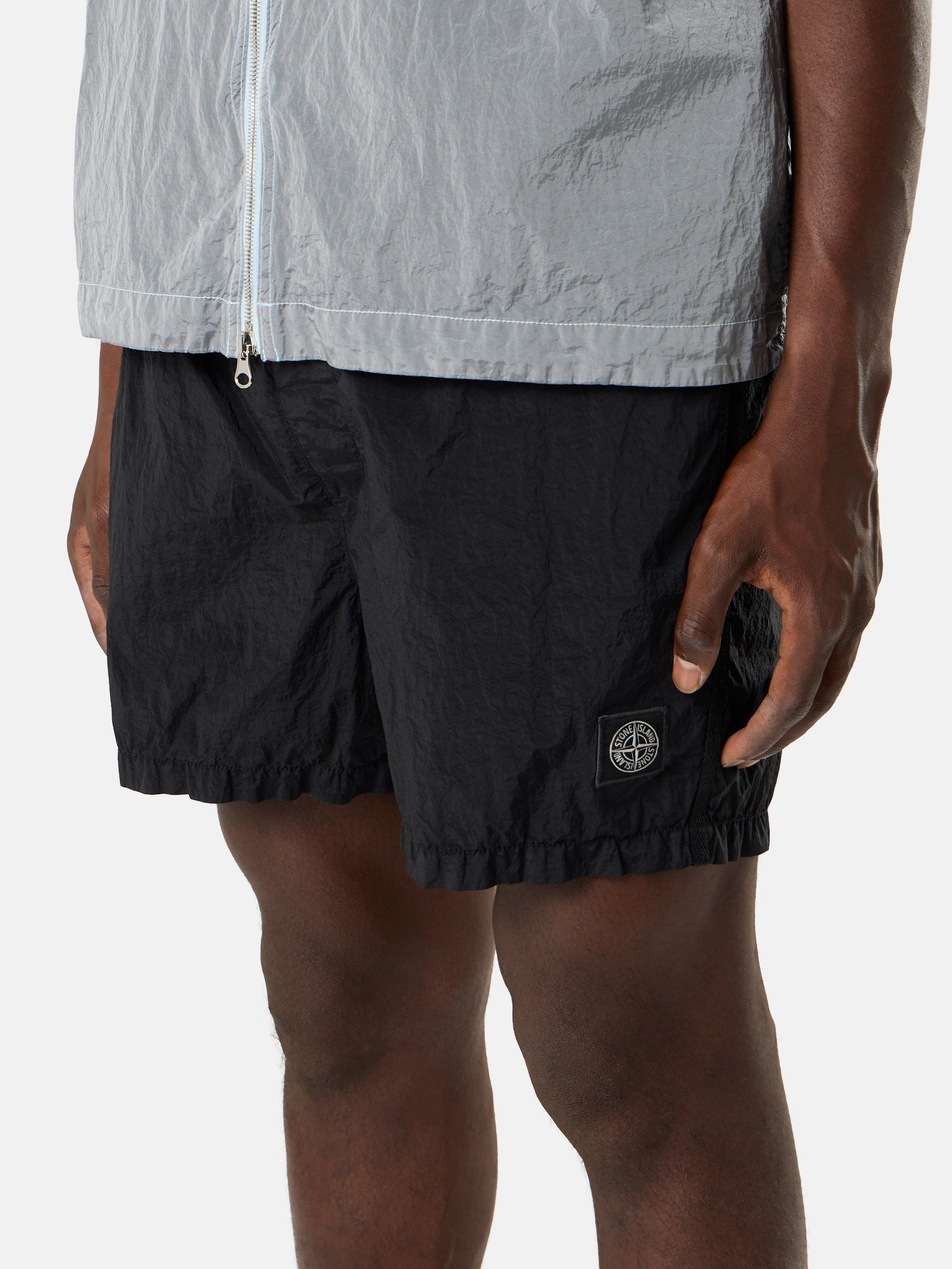 Black Slim-fit swim shorts with pockets B100003 NYLON METAL IN