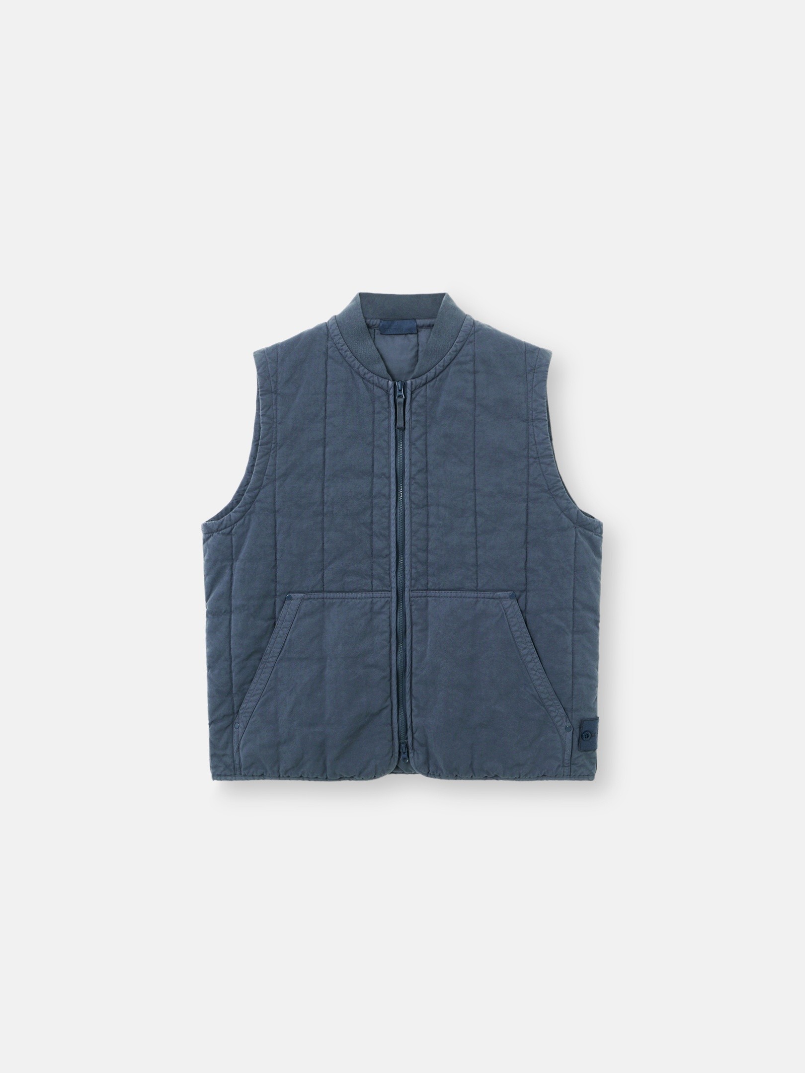 Slate Blue Padded vest with anti-drop G100004 COTTON LINEN QUILTED
