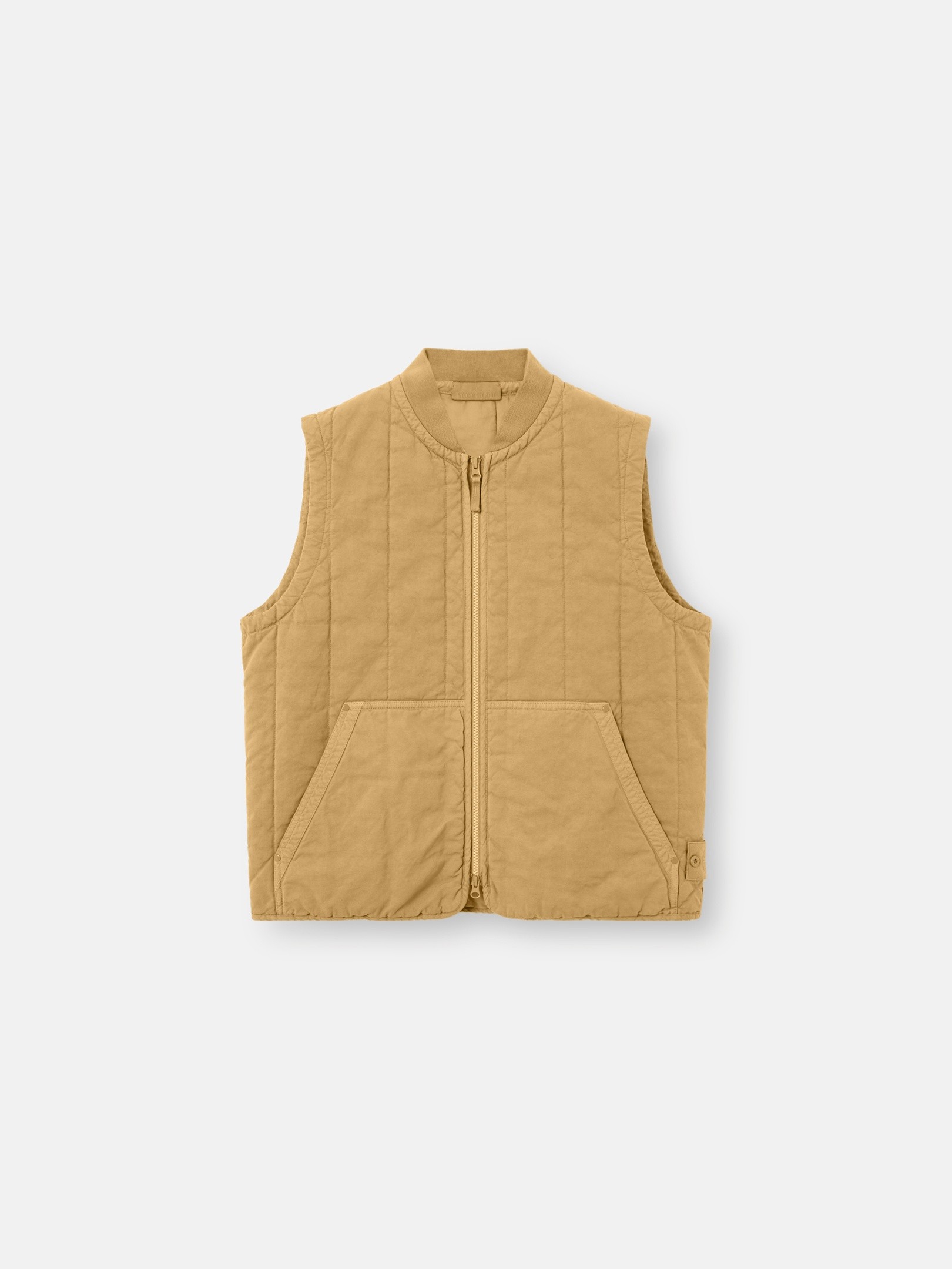 Dark Beige Padded vest with anti-drop G100004 COTTON LINEN QUILTED