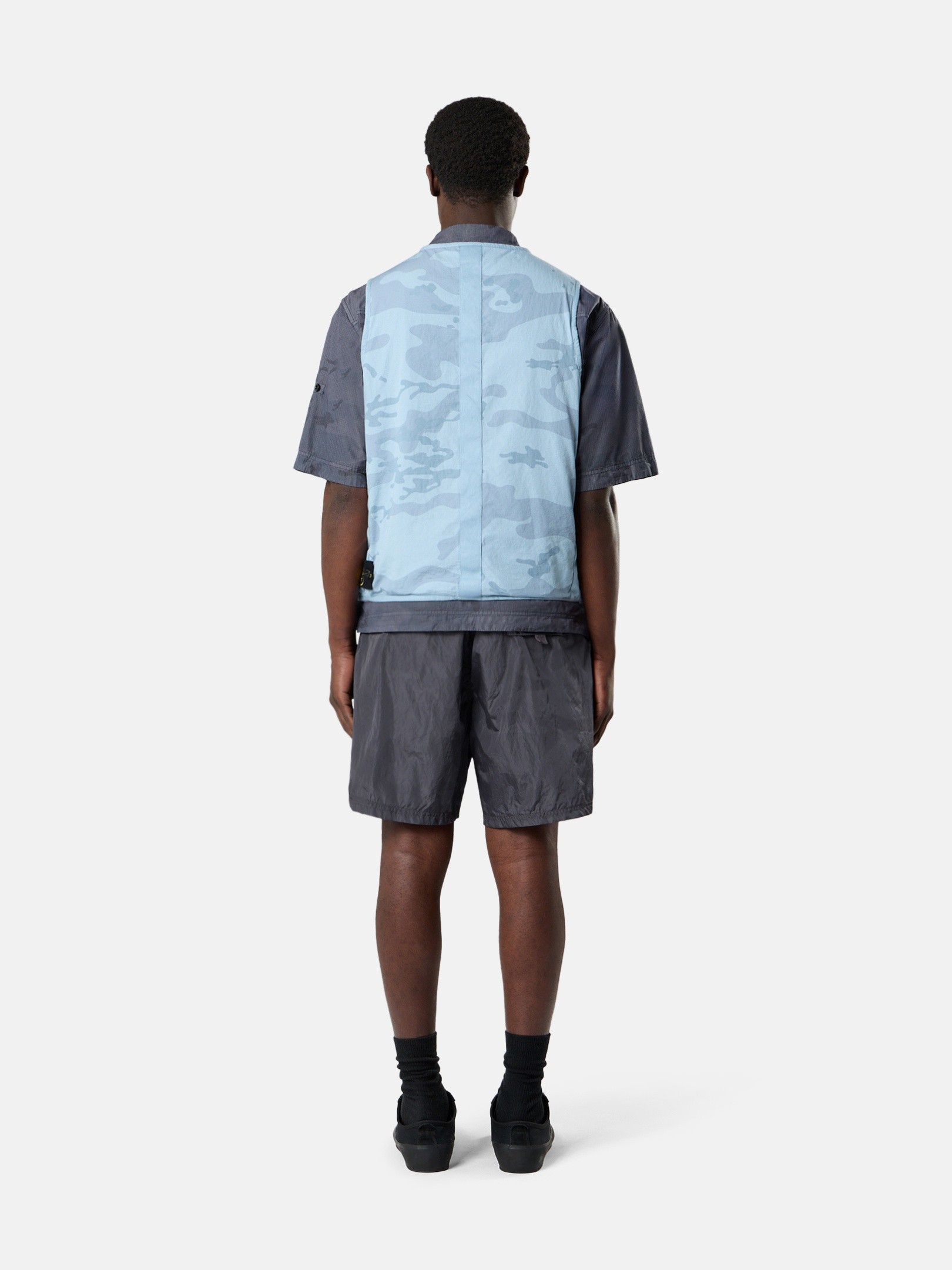 Dust Blue Utility vest with pockets and anti-drop G100006 FADED