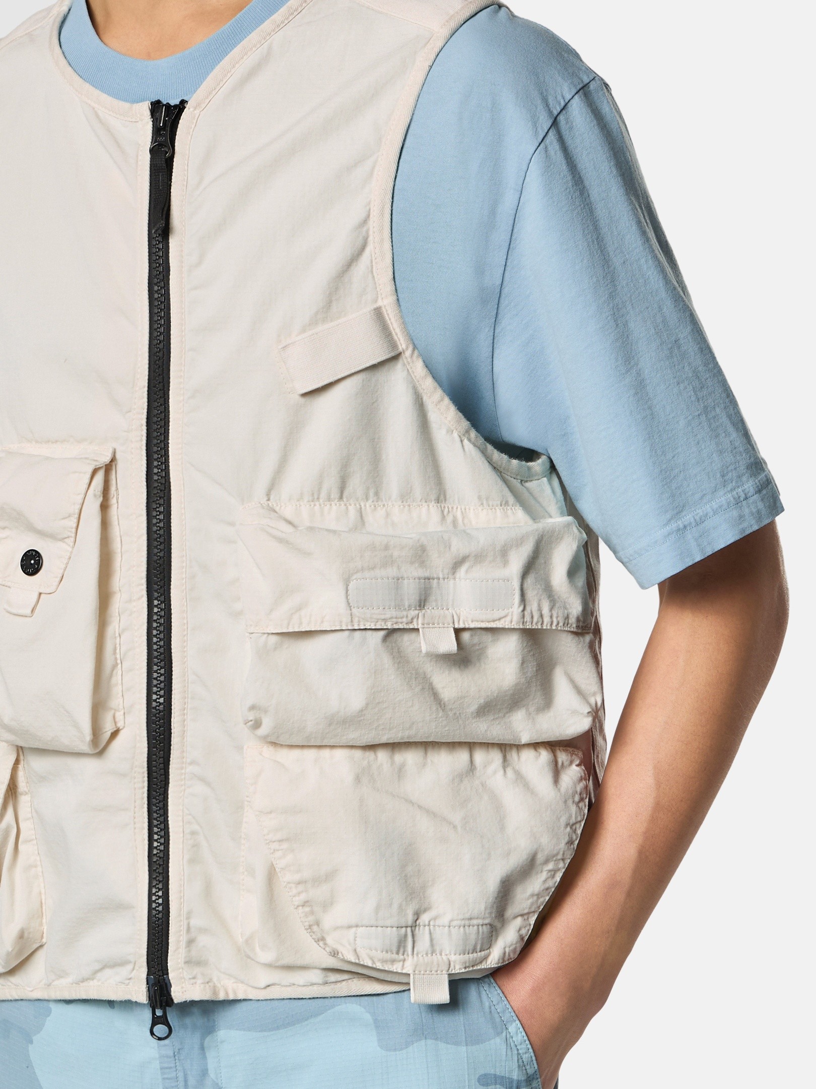 Ivory Utility vest with anti-drop G100006 COTTON NYLON MICRO