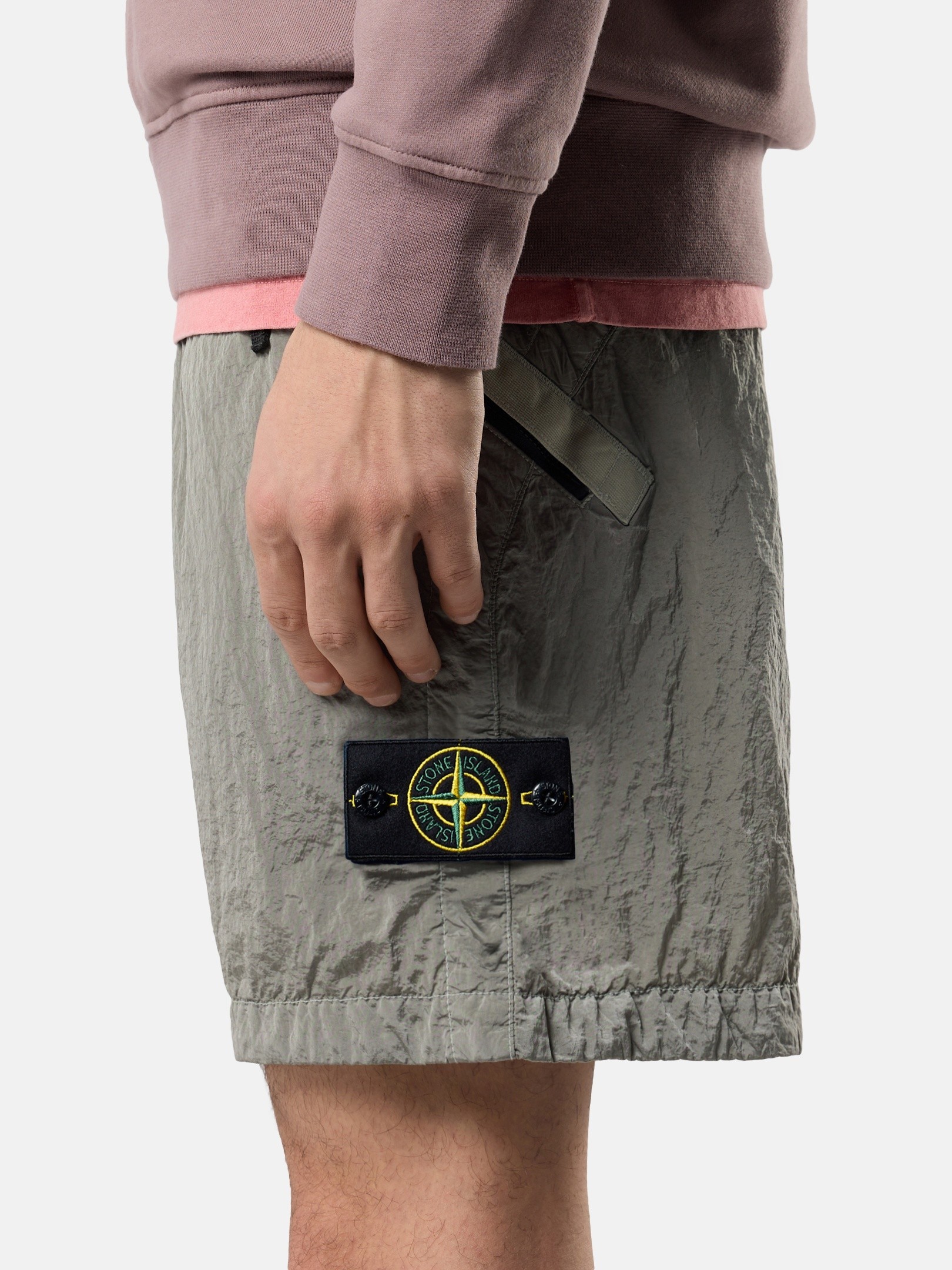 Pearl Grey Comfort-fit shorts with elasticated waist L100008 NYLON