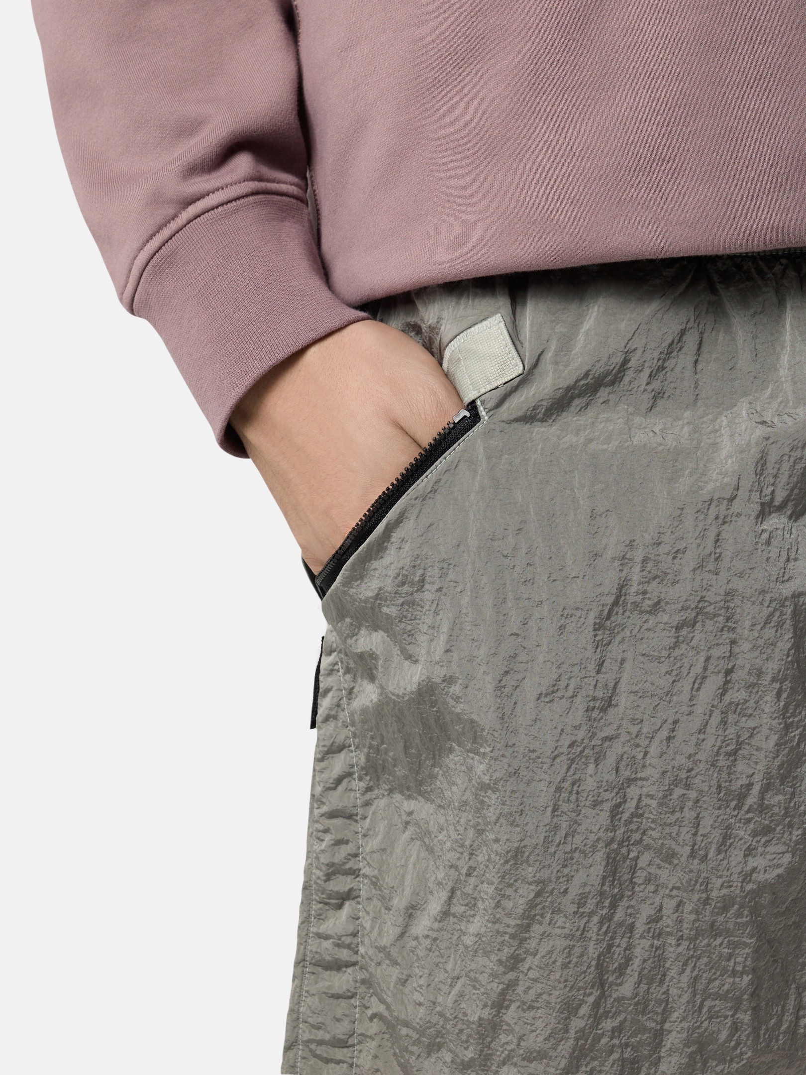 Pearl Grey Comfort-fit shorts with elasticated waist L100008 NYLON