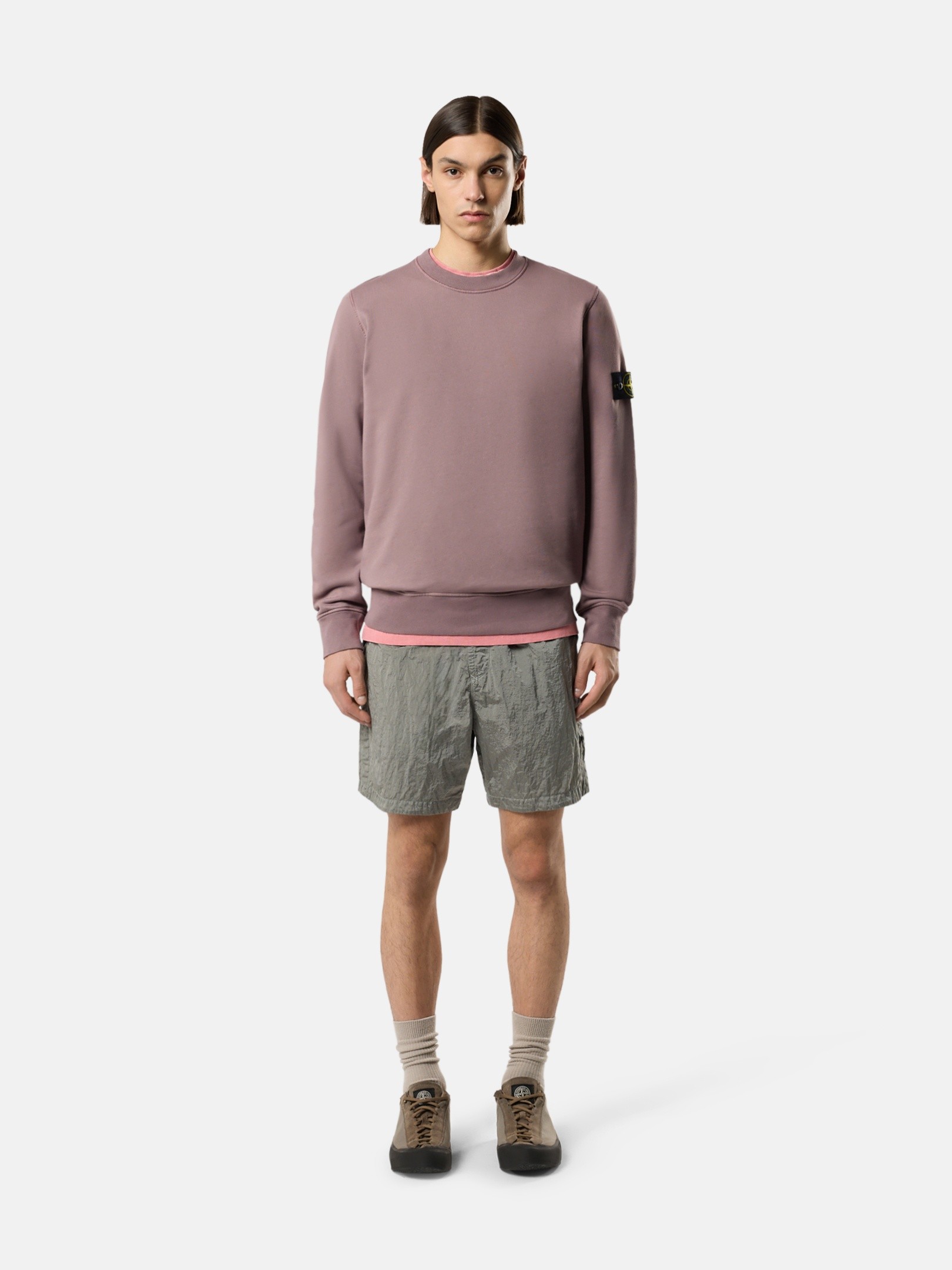 Pearl Grey Comfort-fit shorts with elasticated waist L100008 NYLON