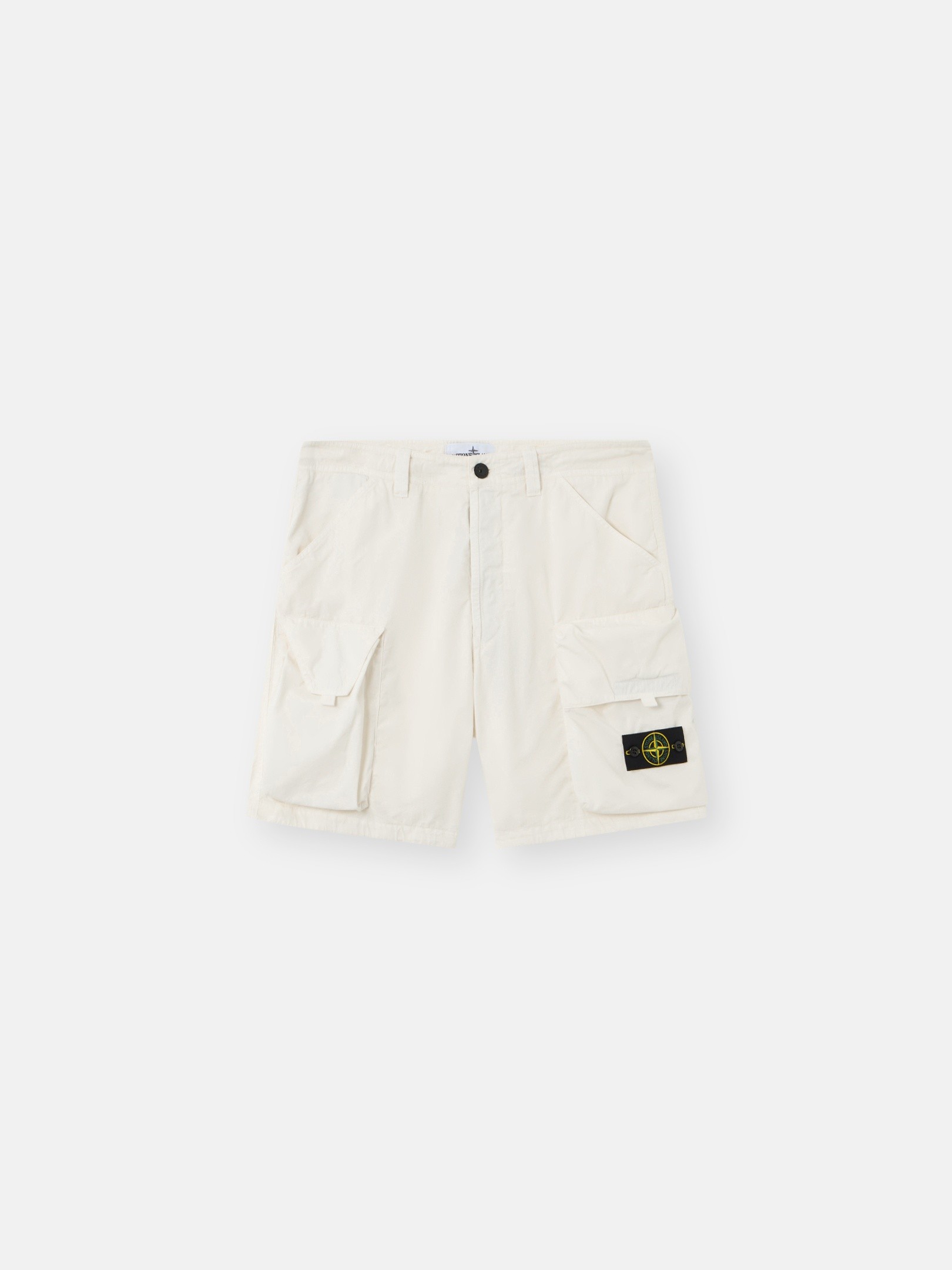 Ivory Loose-wide-leg-fit cargo shorts with drawstring waist