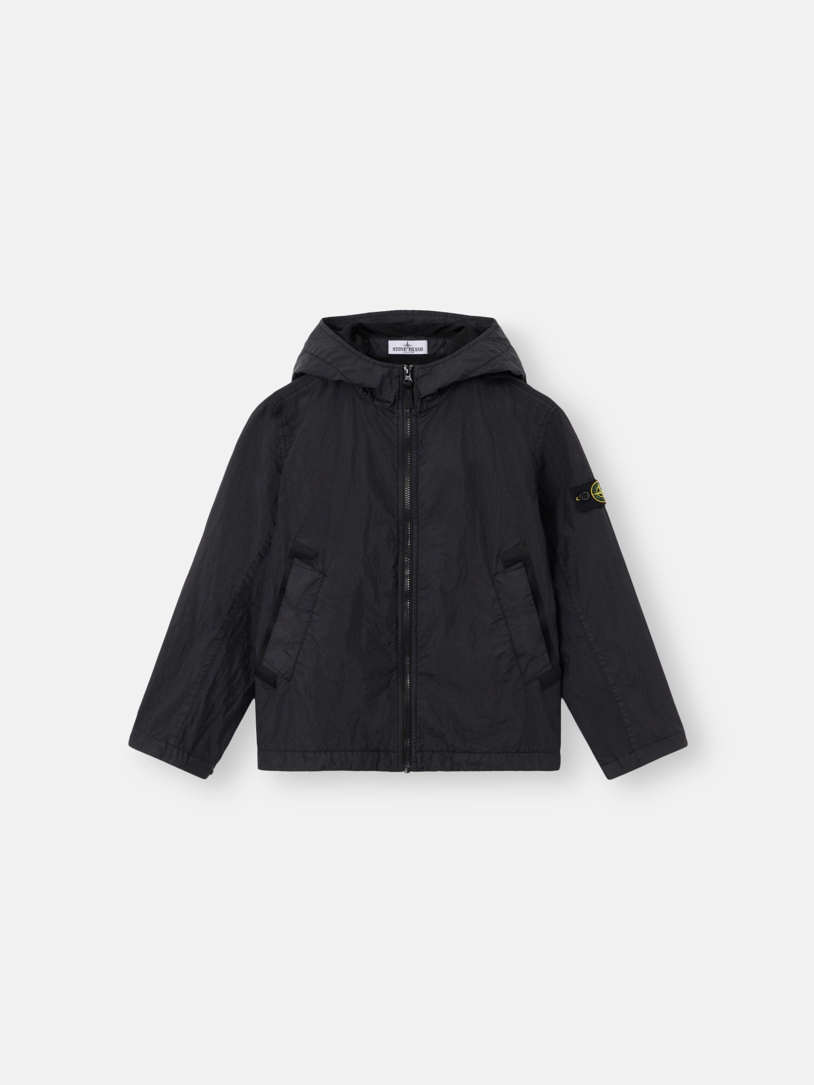 Black Hooded jacket with anti-drop 4100003 CRINKLE REPS NY | Stone