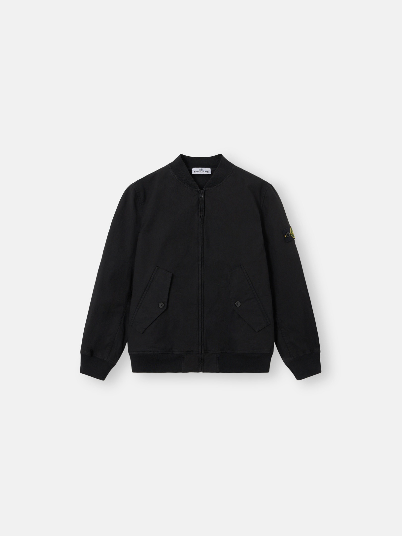 Black Bomber jacket with snap pockets 4100005 STRETCH COTTON 
