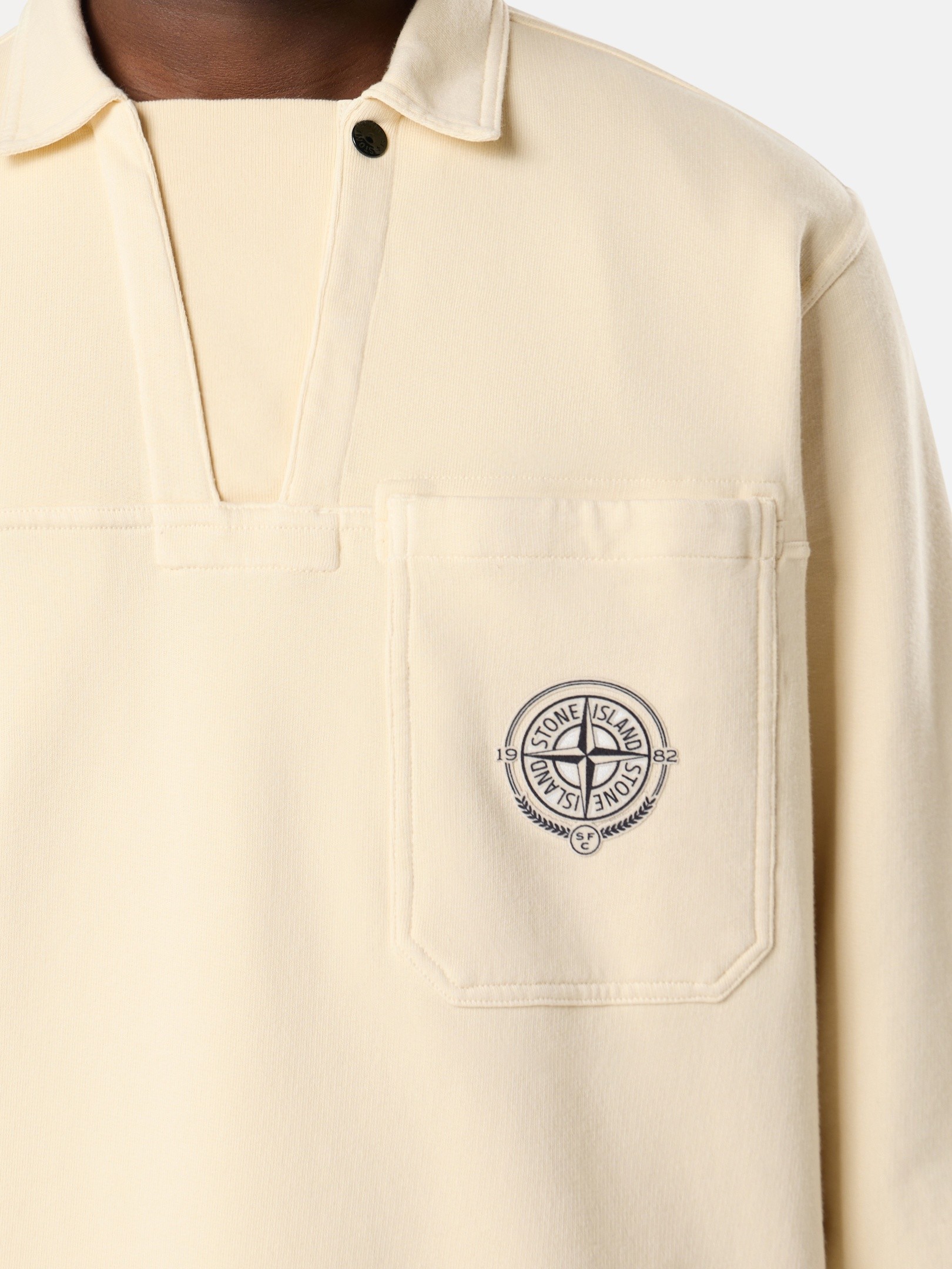 Ivory Oversized-fit sweatshirt with chest pocket STONE ISLAND
