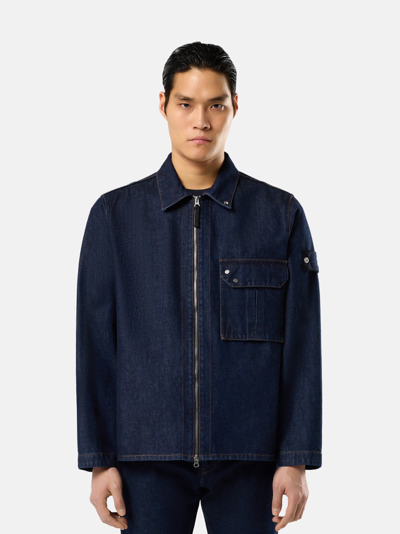 Blue Rinse Comfort-fit overshirt with zipper fastening 1200002