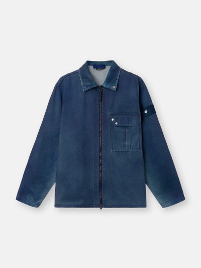 Slate Blue Comfort-fit zip-up overshirt with reflective lamination