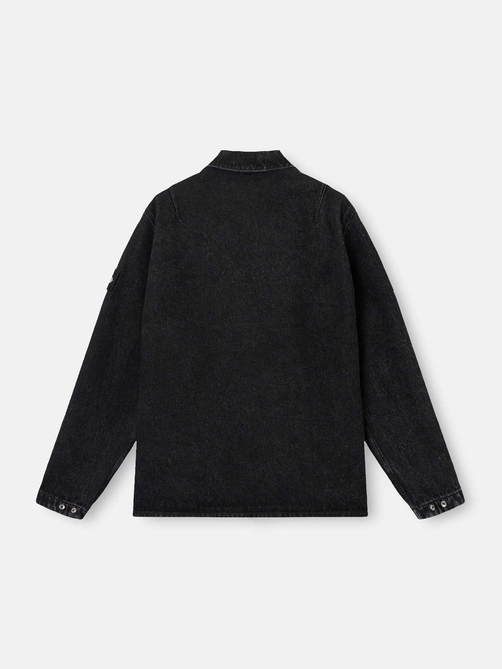 Black Medium Wash Comfort-fit zip-up overshirt with chest pocket