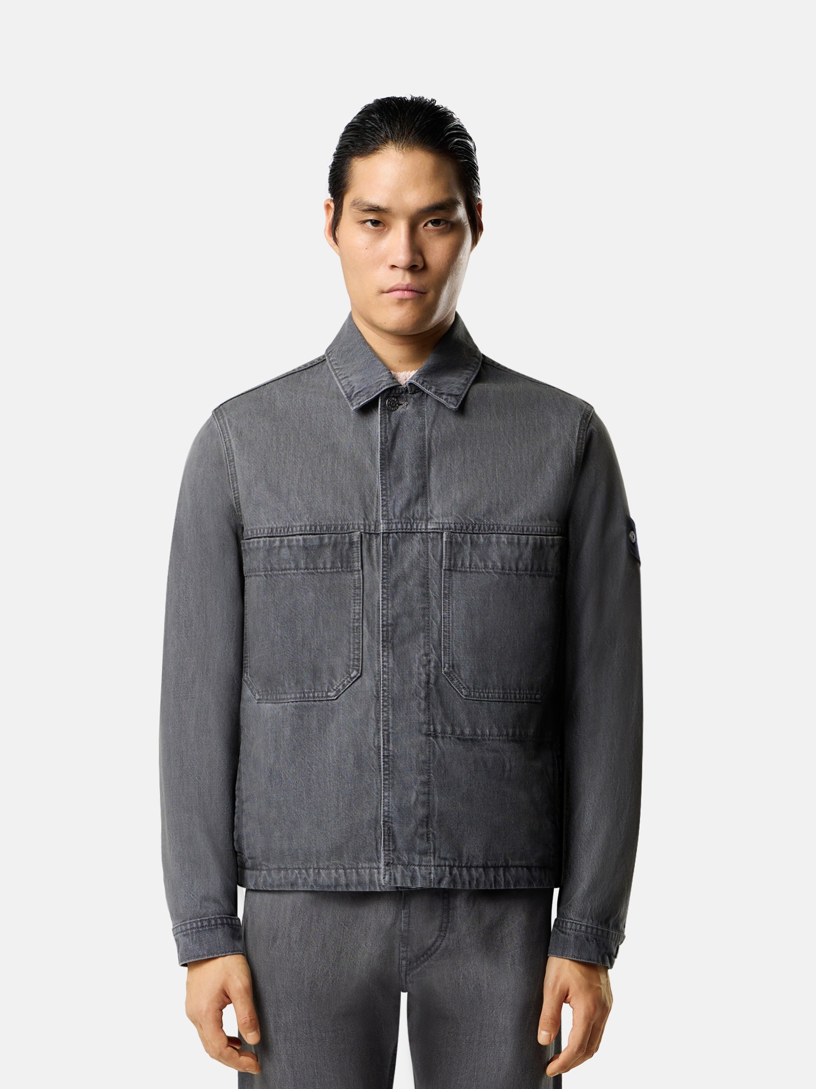Gray Light Wash Coach jacket with multiple pockets 4100006 BLACK