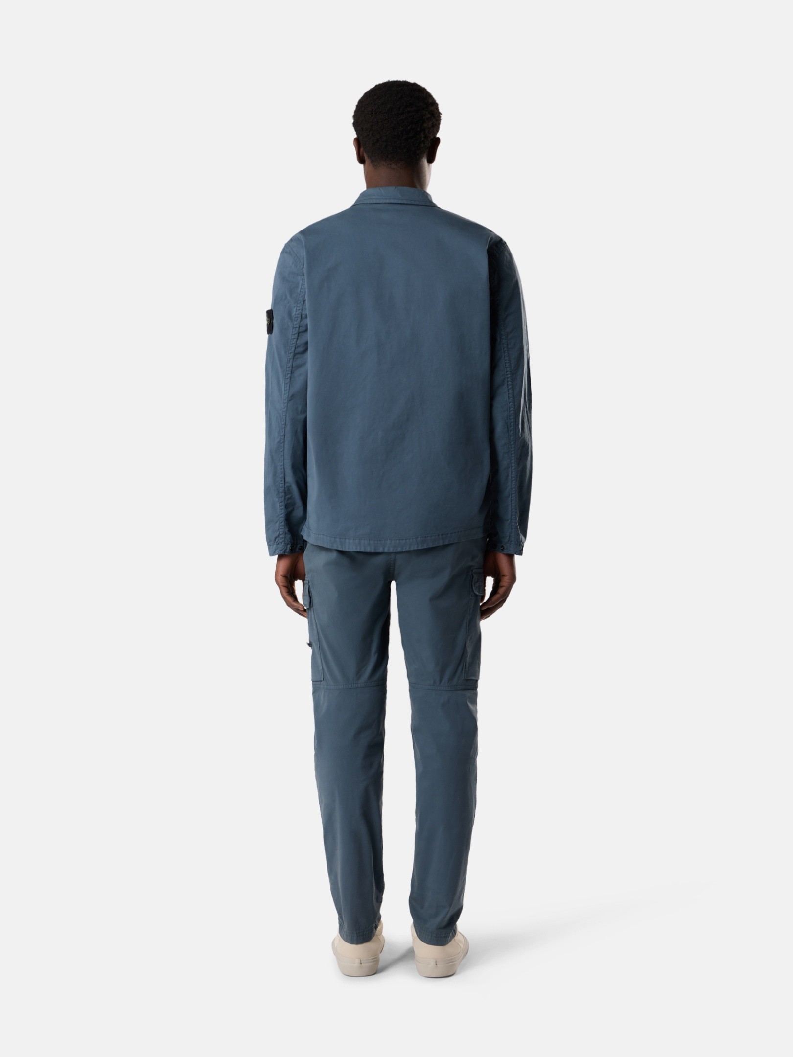 Slate Blue Regular-fit zip-up overshirt with chest pockets 1200003