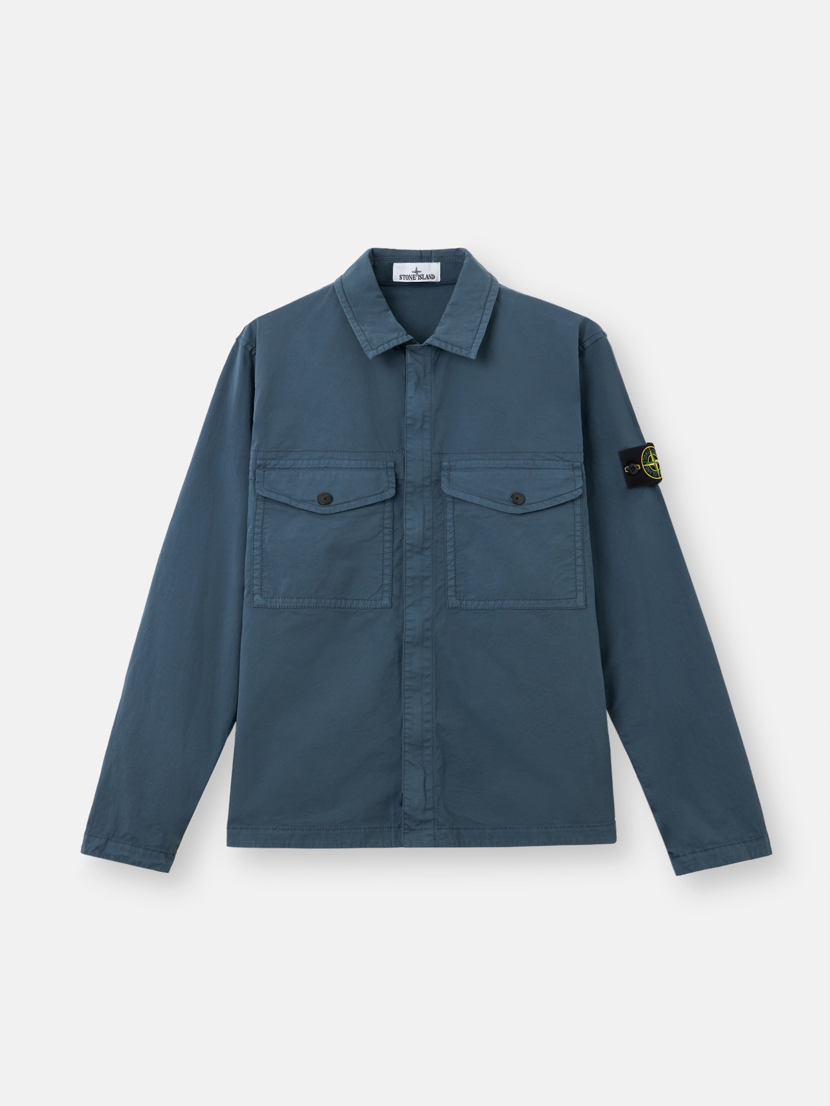 Slate Blue Regular-fit zip-up overshirt with chest pockets 1200003