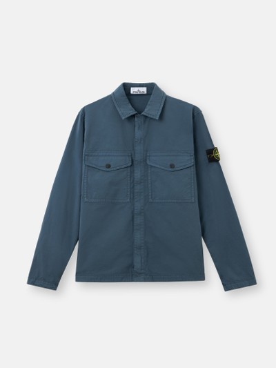 Stone  Twill Shirt Jacket (ネービー) Slate Blue Regular-fit zip-up overshirt with chest pockets 1200003