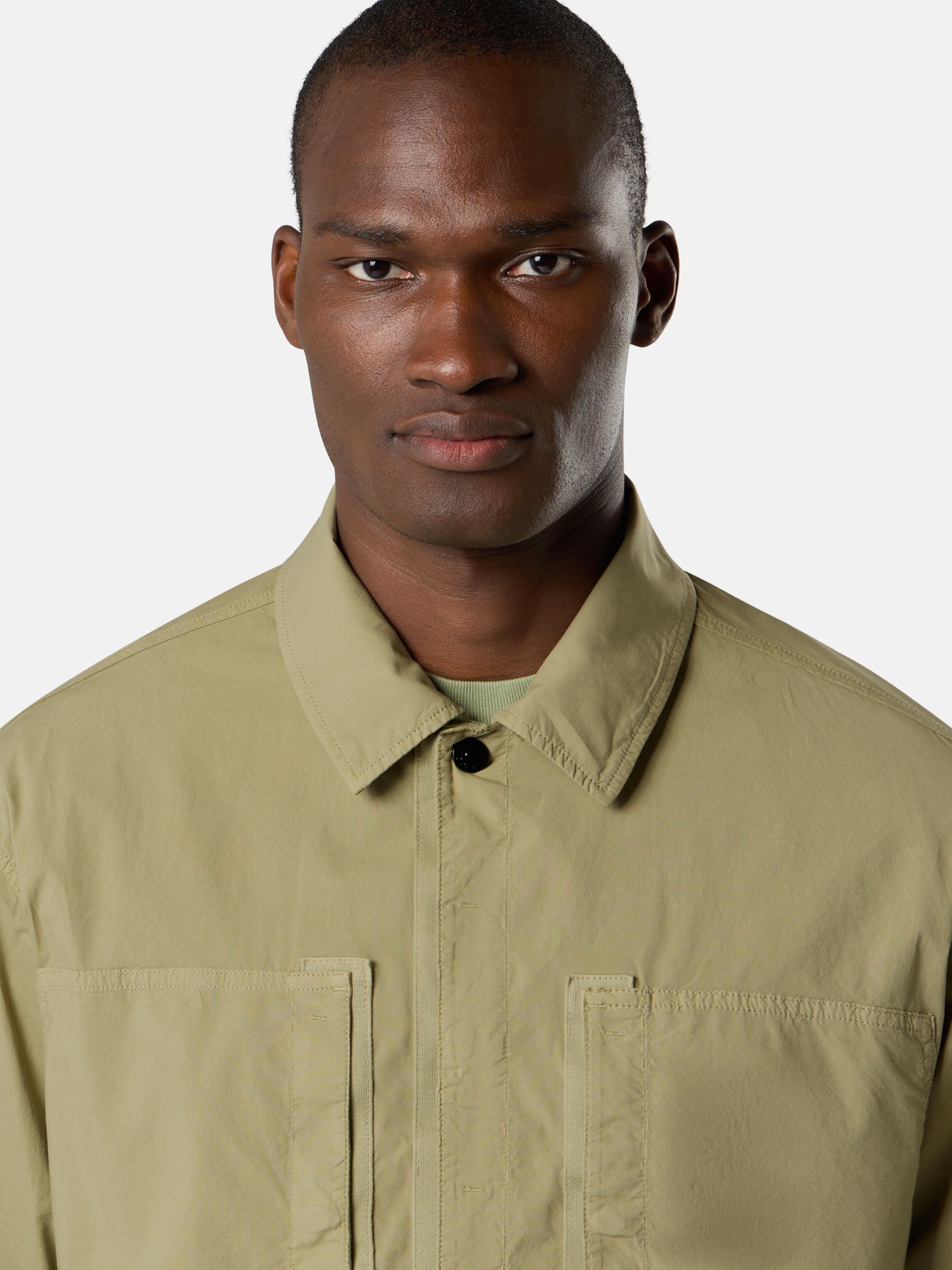 Laurel Green Comfort-fit zip-up overshirt with chest pockets
