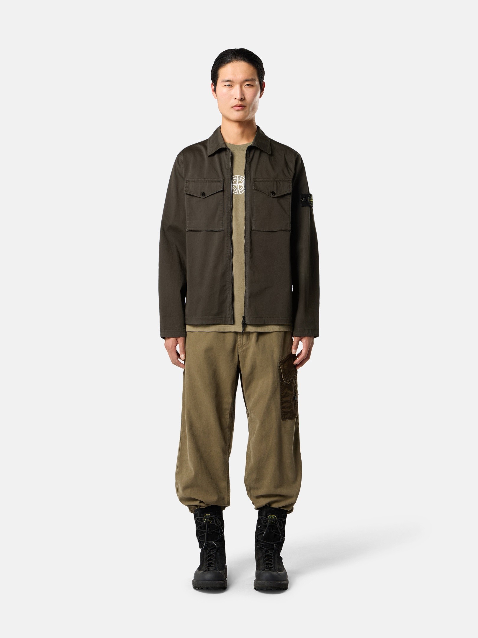 Coal Gray Regular-fit zip-up overshirt with chest pockets 1200010