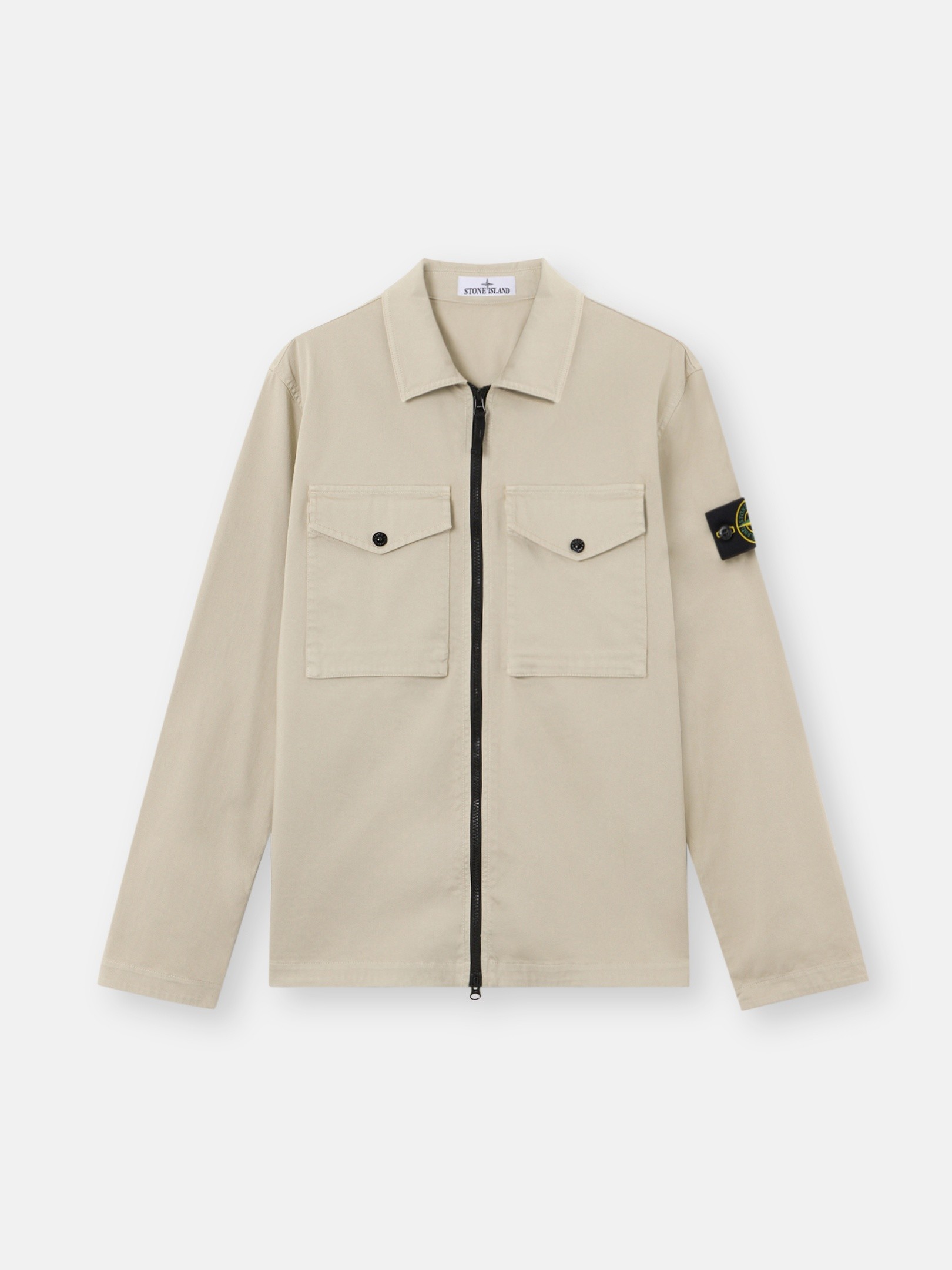 Sand Regular-fit zip-up overshirt with chest pockets 1200010