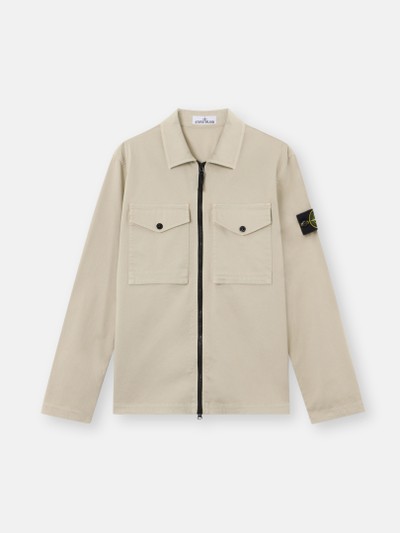 Sand Regular-fit zip-up overshirt with chest pockets 1200010