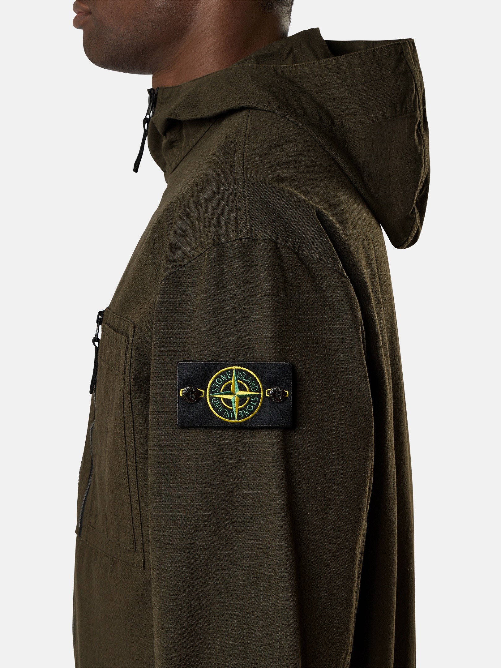 Coal Gray Comfort-fit hooded overshirt with zip pockets 1200011